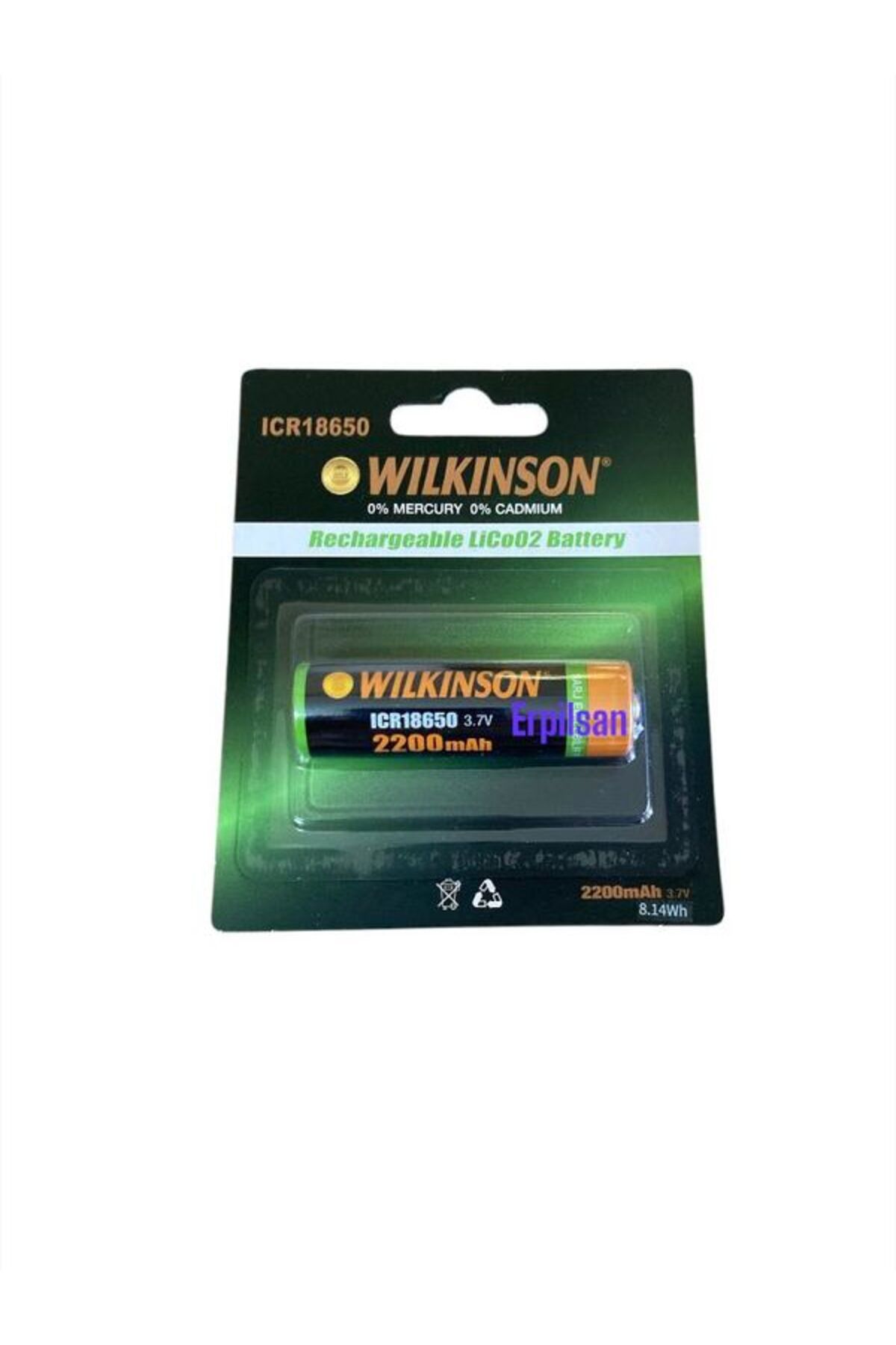 ERPİLSAN ELEKTRONİK WILKINSON 18650 Lİ-İON ICR 3.7V 2200Mah Şarj edilebilir Fener Lamba ve Radyo pili (BAŞLIKLI)ERPİLSAN