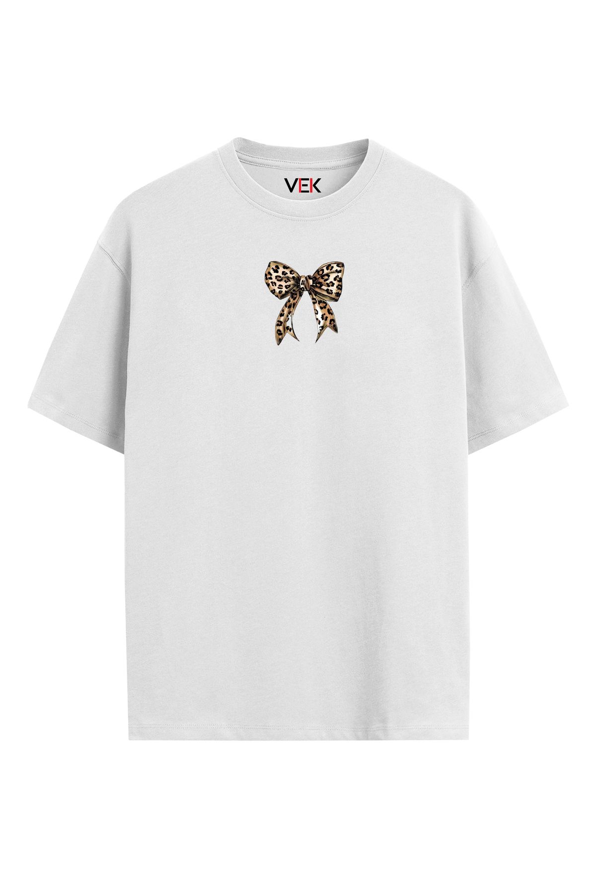 VEK Oversize T-Shirt Leopar Desenli Kurdele