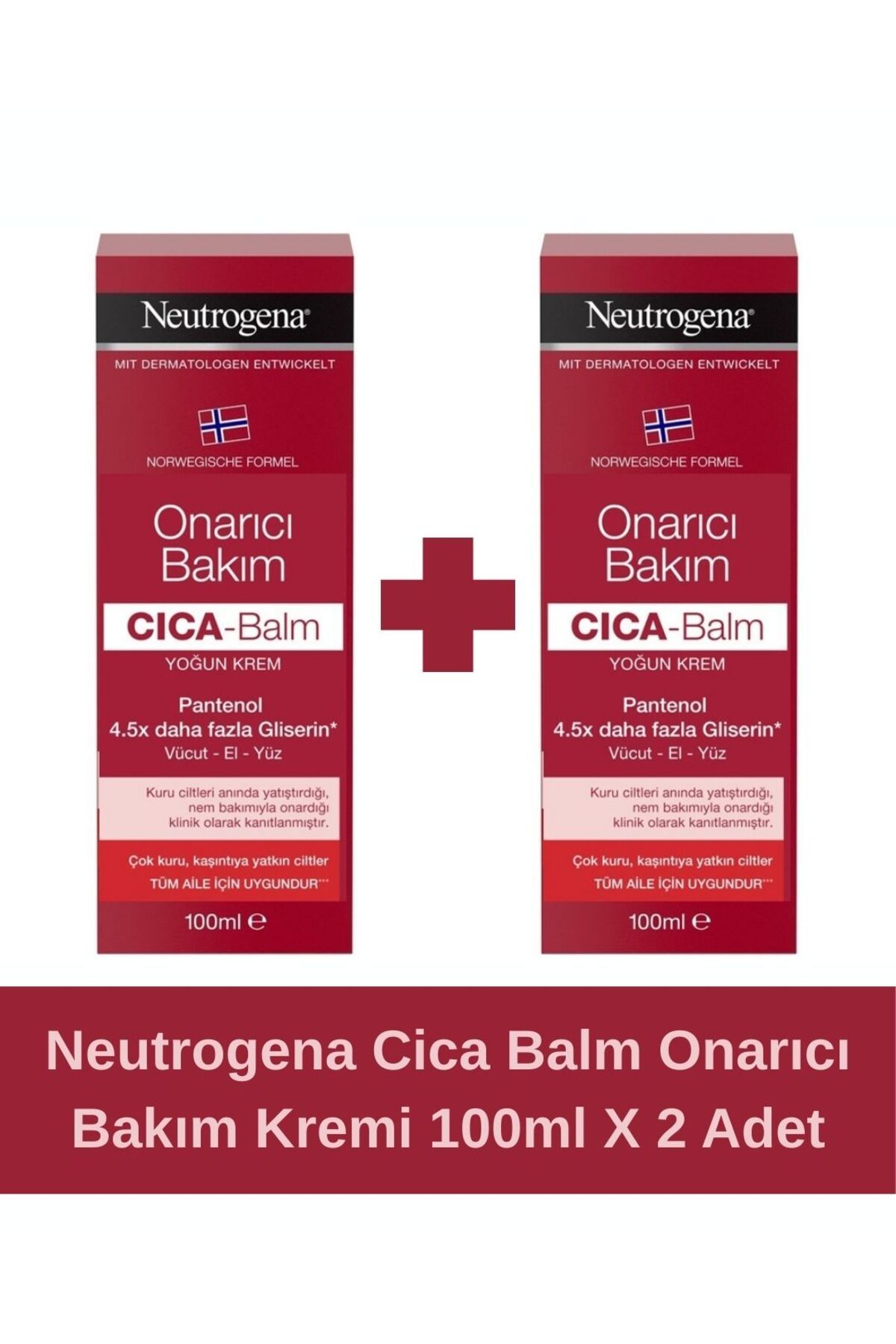 Neutrogena Cica Balm Onarıcı Bakım Kremi 100ml 2 Adet