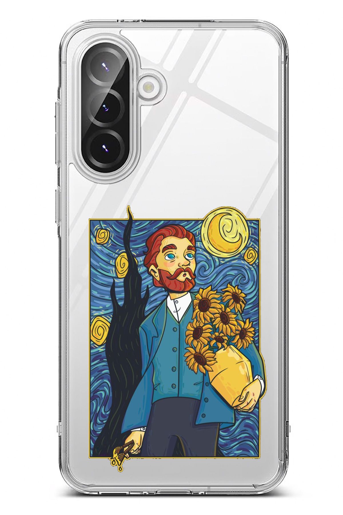 TechTree Galaxy A36 Uyumlu Van Gogh Portre Tasarımlı Şeffaf Silikon Kılıf