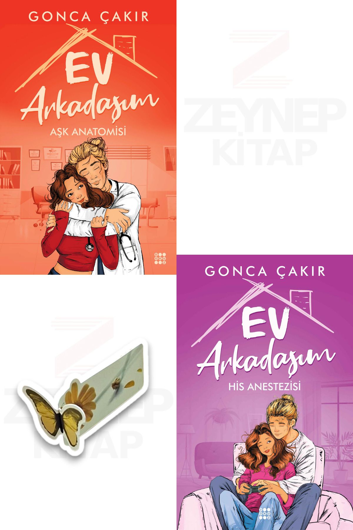 Dokuz Yayınları Ev Arkadaşım(Aşk Anatomisi-His Anestezisi)(KARTON KAPAK)Özel Tasarım Kelebek Ayraç Hediye