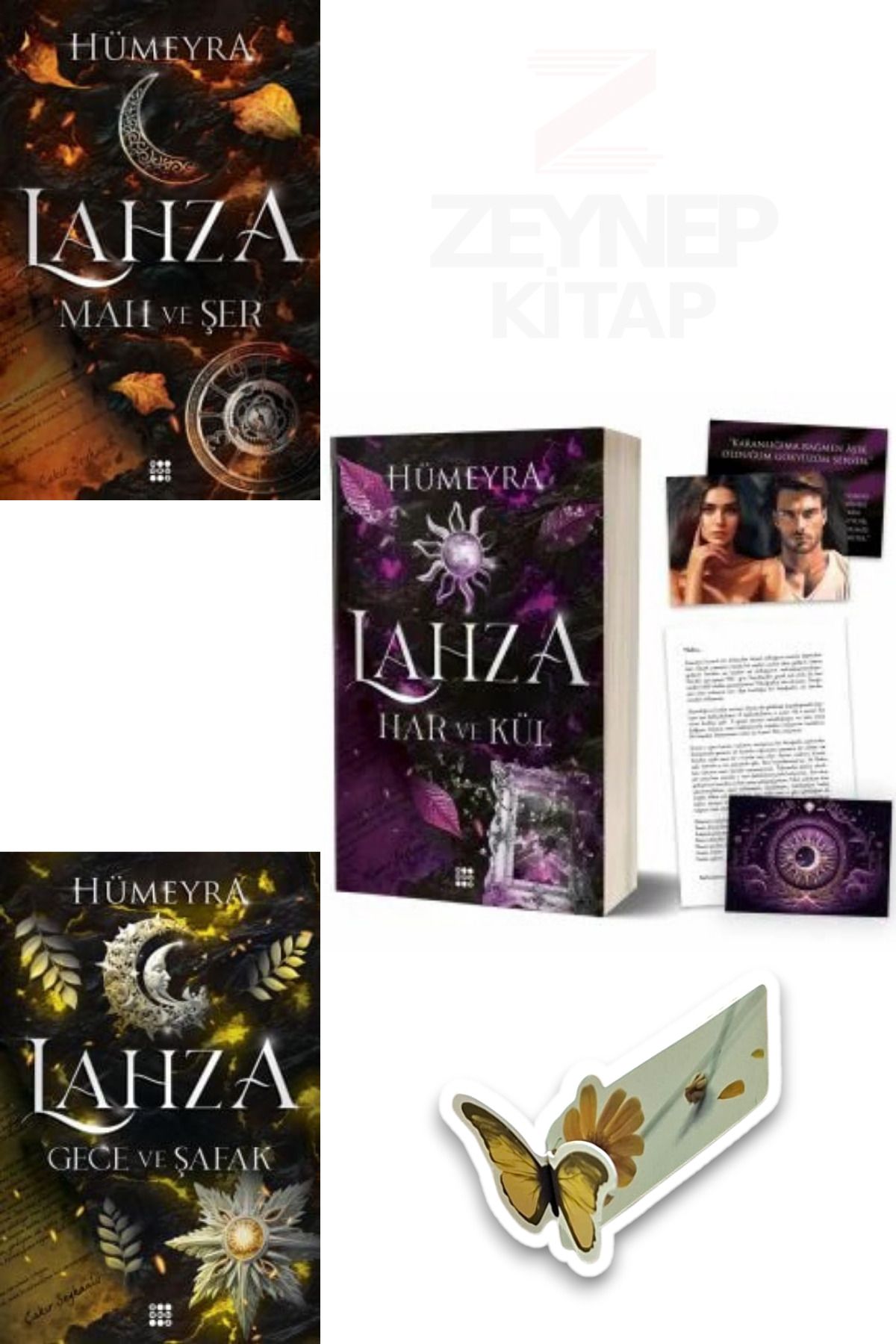 Dokuz Yayınları Lahza 3 Kitap Set(KARTONKAPAK)Özel Tasarım Kelebek Ayraç Hediye