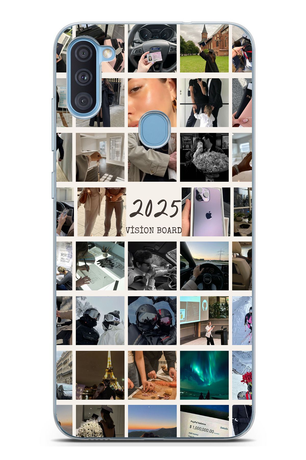 TechTree Galaxy A11 - M11 Uyumlu 2025 Vision Board Hayal Panosu Tasarımlı Şeffaf Silikon Kılıf