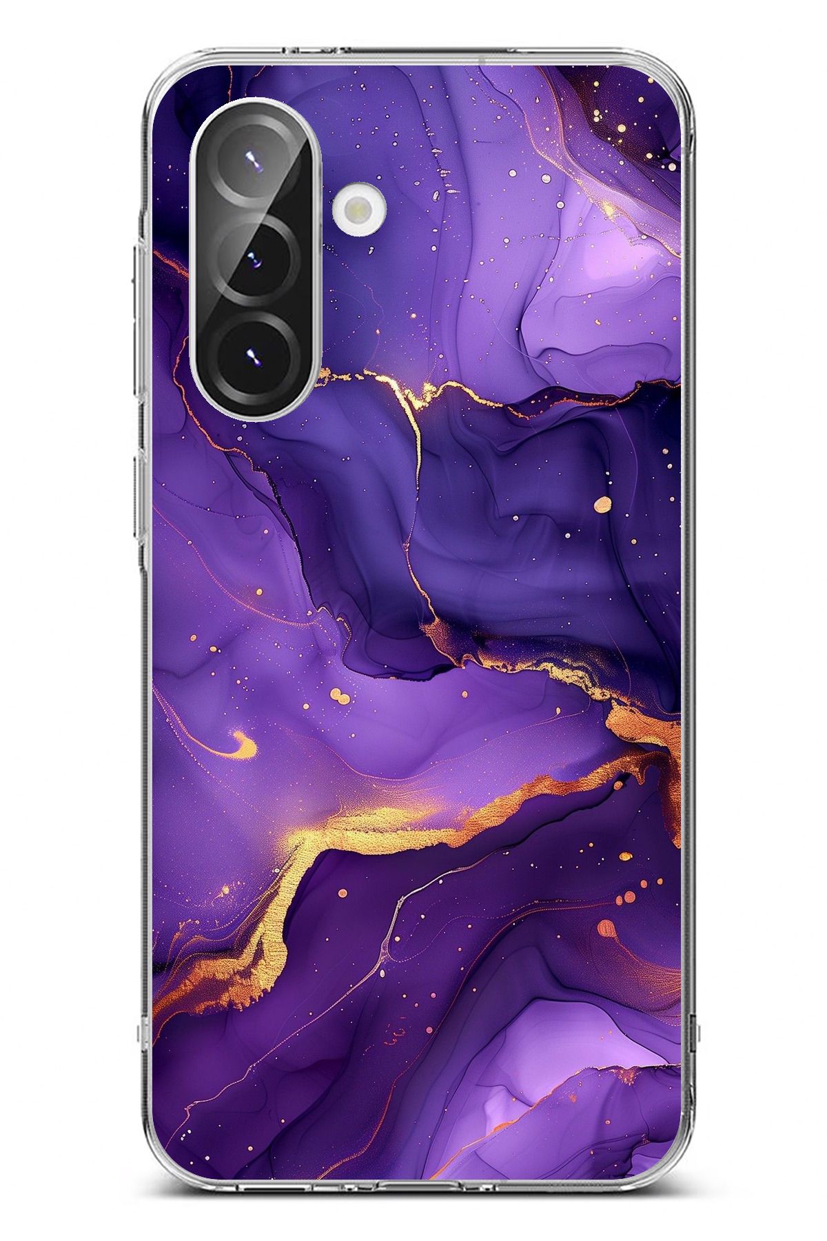 TechTree Galaxy A36 Uyumlu Ametist Taşı Mor Mermer Şeffaf Silikon Kılıf