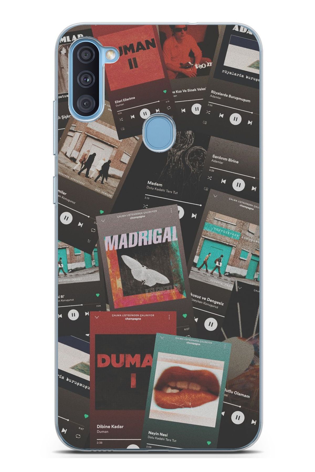 TechTree Galaxy A11 - M11 Uyumlu Türkçe Rock Müzikler Tasarımlı Şeffaf Silikon Kılıf
