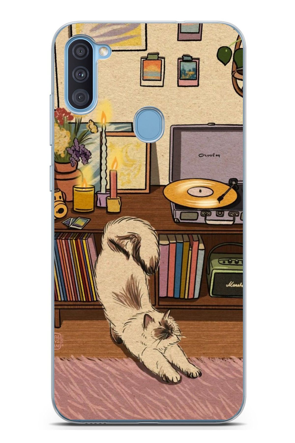 TechTree Galaxy A11 - M11 Uyumlu Nostaljik Köpek Tasarımlı Şeffaf Silikon Kılıf