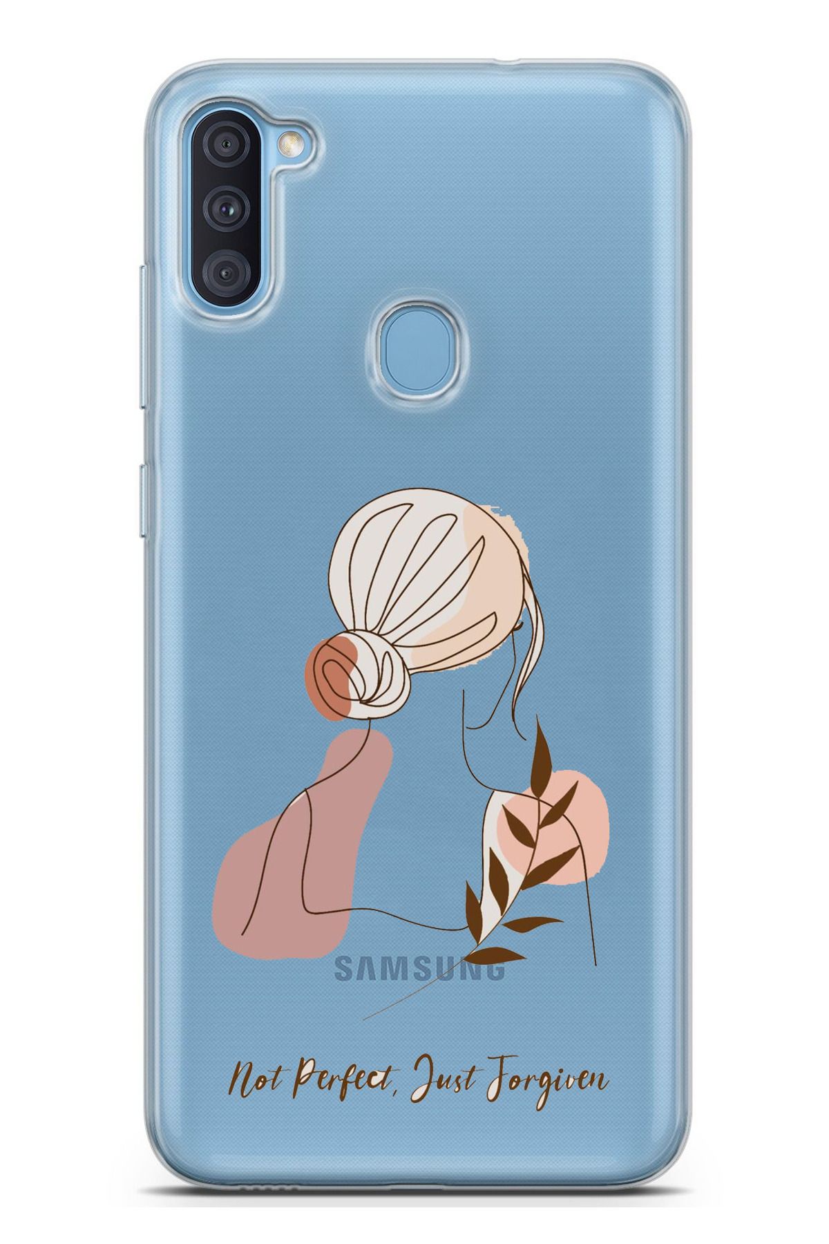 TechTree Galaxy A11 - M11 Uyumlu Not Perfect Just Forgiven Tasarımlı Şeffaf Silikon Kılıf