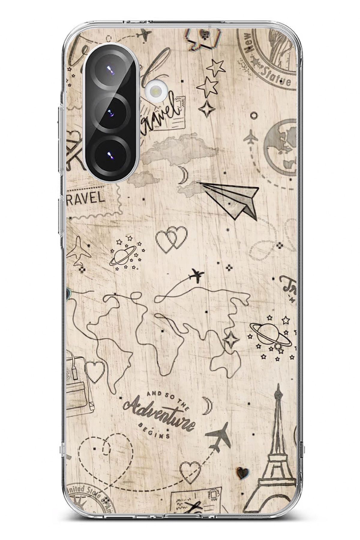TechTree Galaxy A56 Uyumlu Travel Tasarımlı Şeffaf Silikon Kılıf