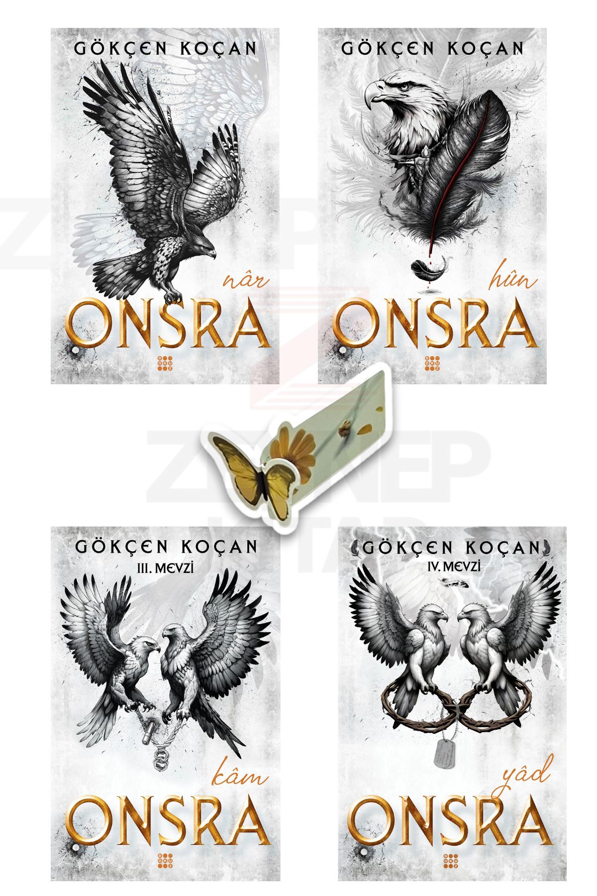 Dokuz Yayınları Onsra(Nar-Hun-Kam-Yad)4 Kitap Set(KARTON KAPAK)Özel Tasarım Kelebek Ayraç Hediye)