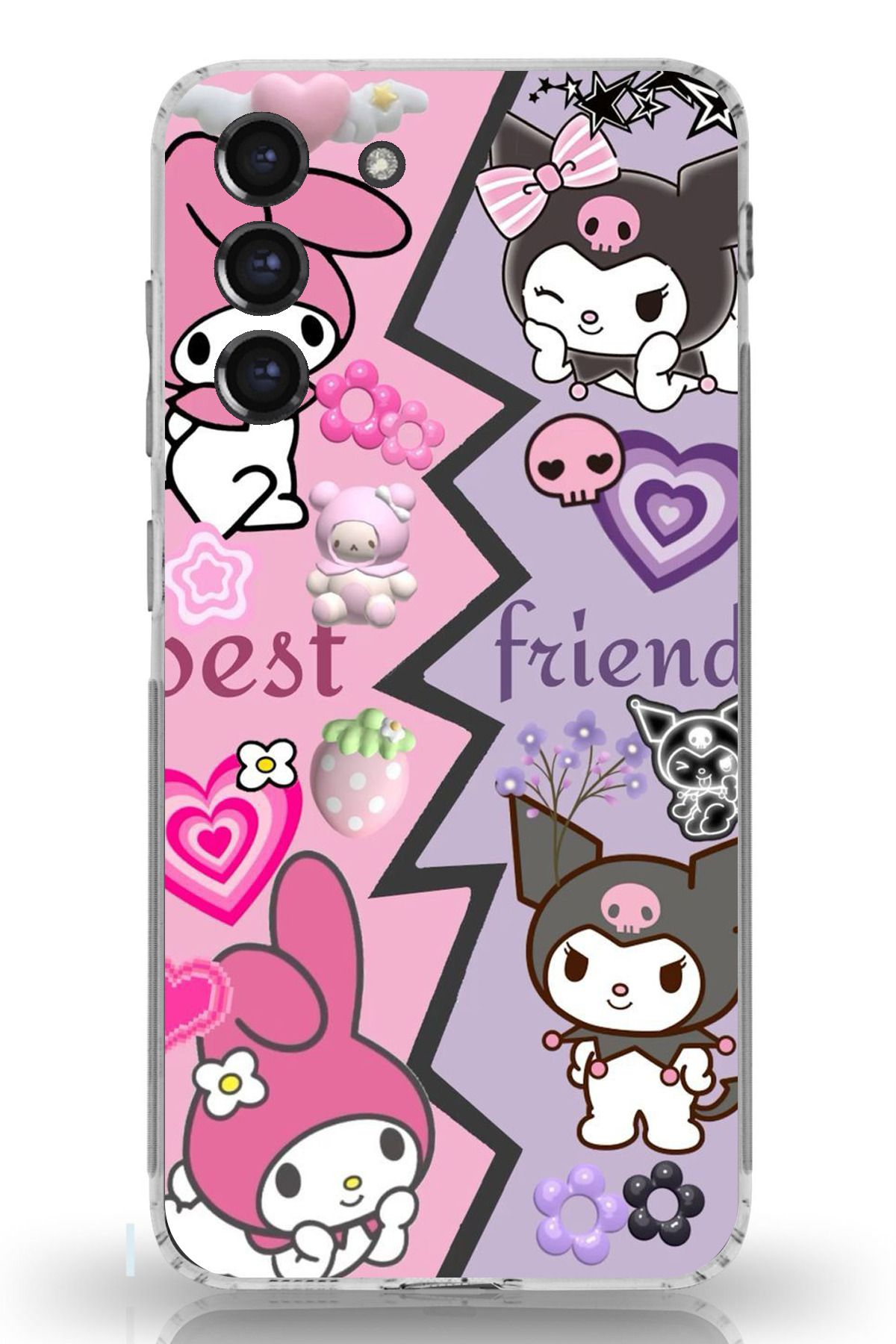 TechTree Galaxy S21 FE Uyumlu Best Friend Tasarımlı Şeffaf Silikon Kılıf