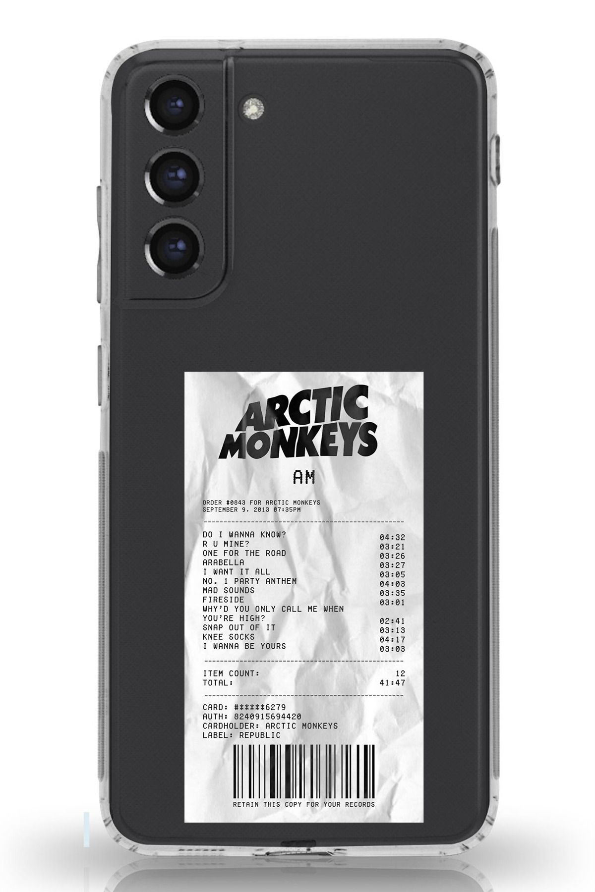 TechTree Galaxy S21 FE Uyumlu Arctic Monkeys Tasarımlı Şeffaf Silikon Kılıf