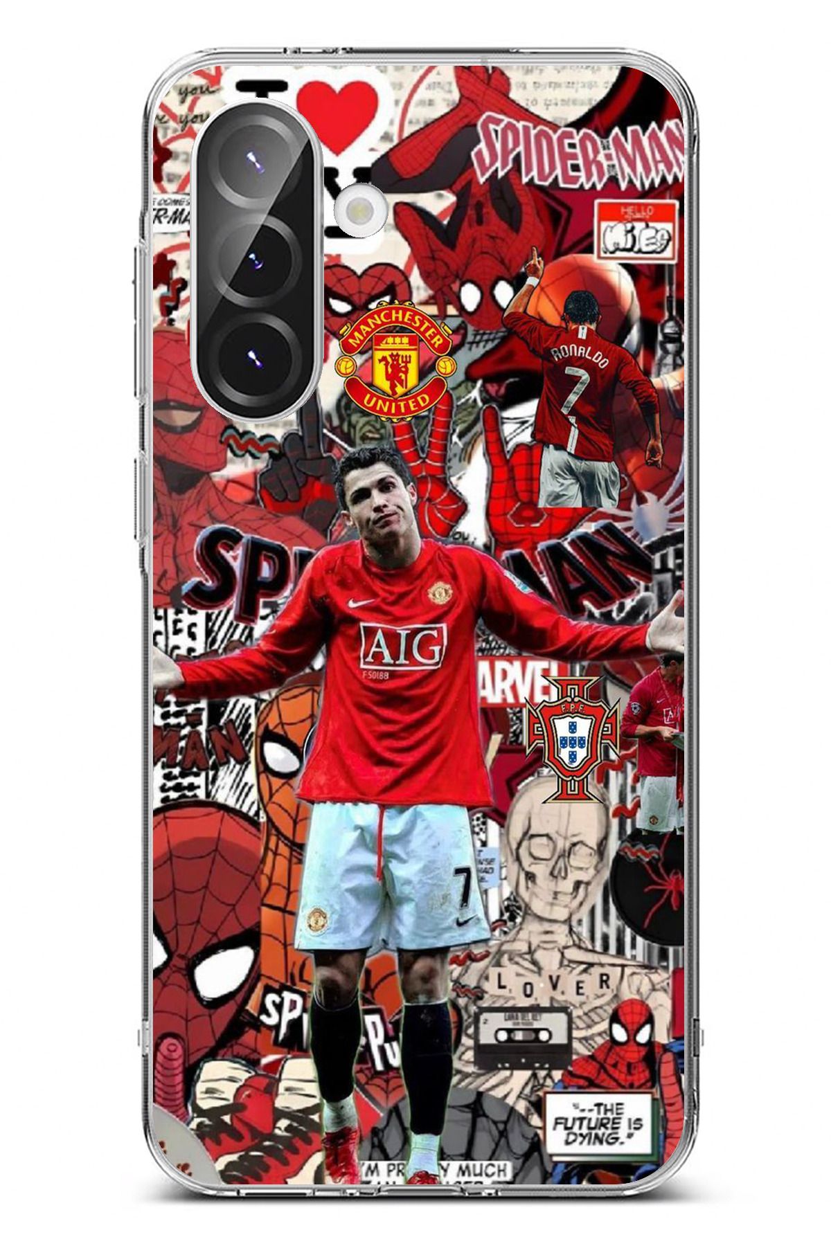 TechTree Galaxy A56 Uyumlu Kırmızı Şeytanlar Ronaldo Tasarımlı Şeffaf Silikon Kılıf