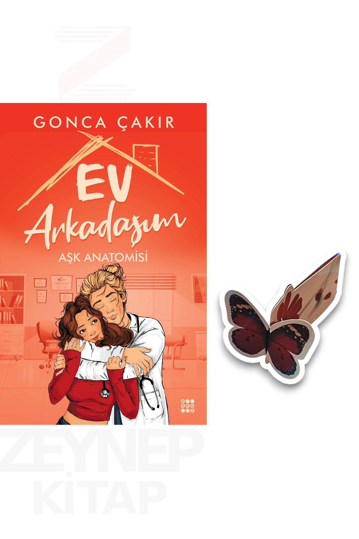 Dokuz Yayınları Ev Arkadaşım-Aşk Anatomisi(KARTON KAPAK)Özel Tasarım Kelebek Ayraç Hediye