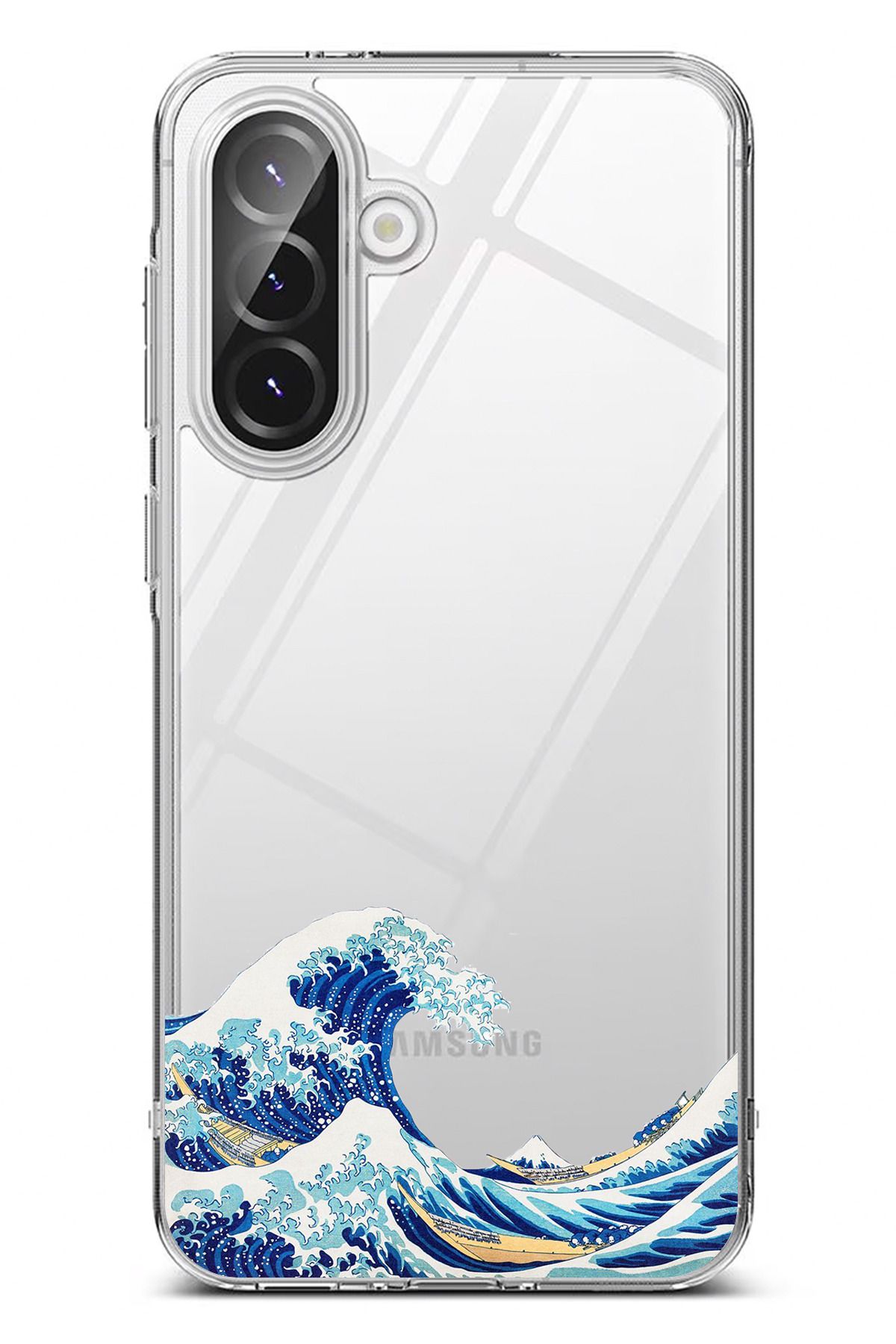 TechTree Galaxy A36 Uyumlu Kanagawa Oki Nami Ura Dalgası Tasarımlı Şeffaf Silikon Kılıf