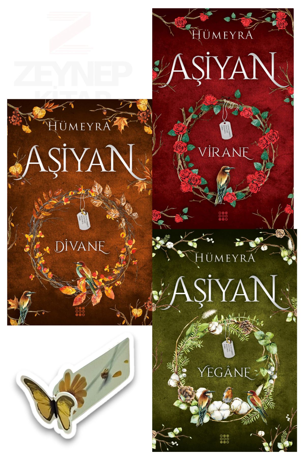 Dokuz Yayınları Aşiyan(Virane-Divane-Yegane)(KARTONKAPAK)Özel Tasarım Kelebek Ayraç Hediye