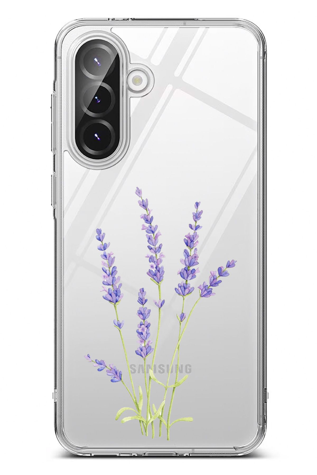 TechTree Galaxy A36 Uyumlu Lavanta Çiçek Tasarımlı Şeffaf Silikon Kılıf