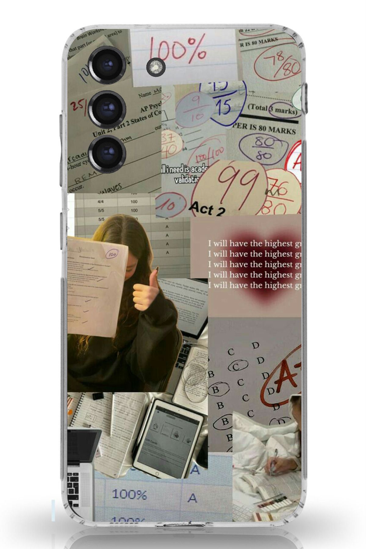 TechTree Galaxy S21 FE Uyumlu Üniversite Motivasyon 777 Tasarımlı Şeffaf Silikon Kılıf