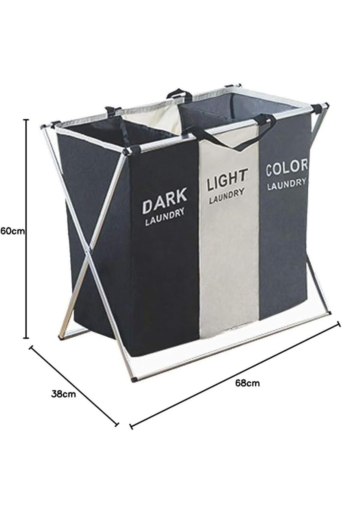 1st-Large Collapsible Laundry Basket with 3 Sections and Handle for Bathroom 7