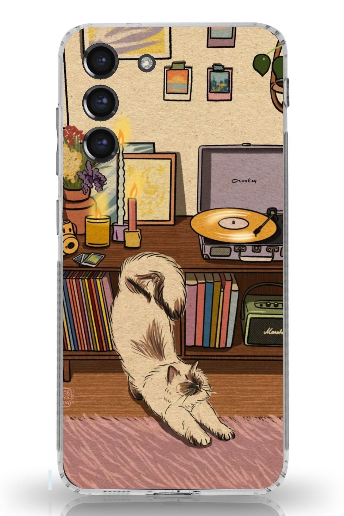 TechTree Galaxy S21 FE Uyumlu Nostaljik Köpek Tasarımlı Şeffaf Silikon Kılıf
