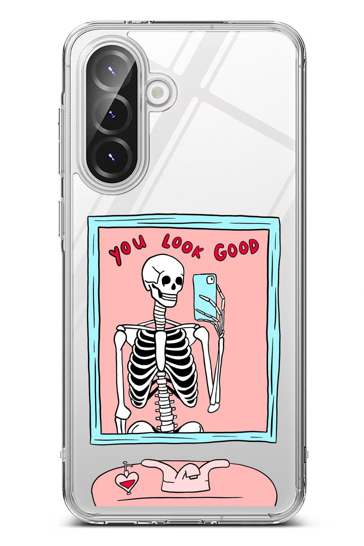 TechTree Galaxy A56 Uyumlu You Look Good İskelet Tasarımlı Şeffaf Silikon Kılıf