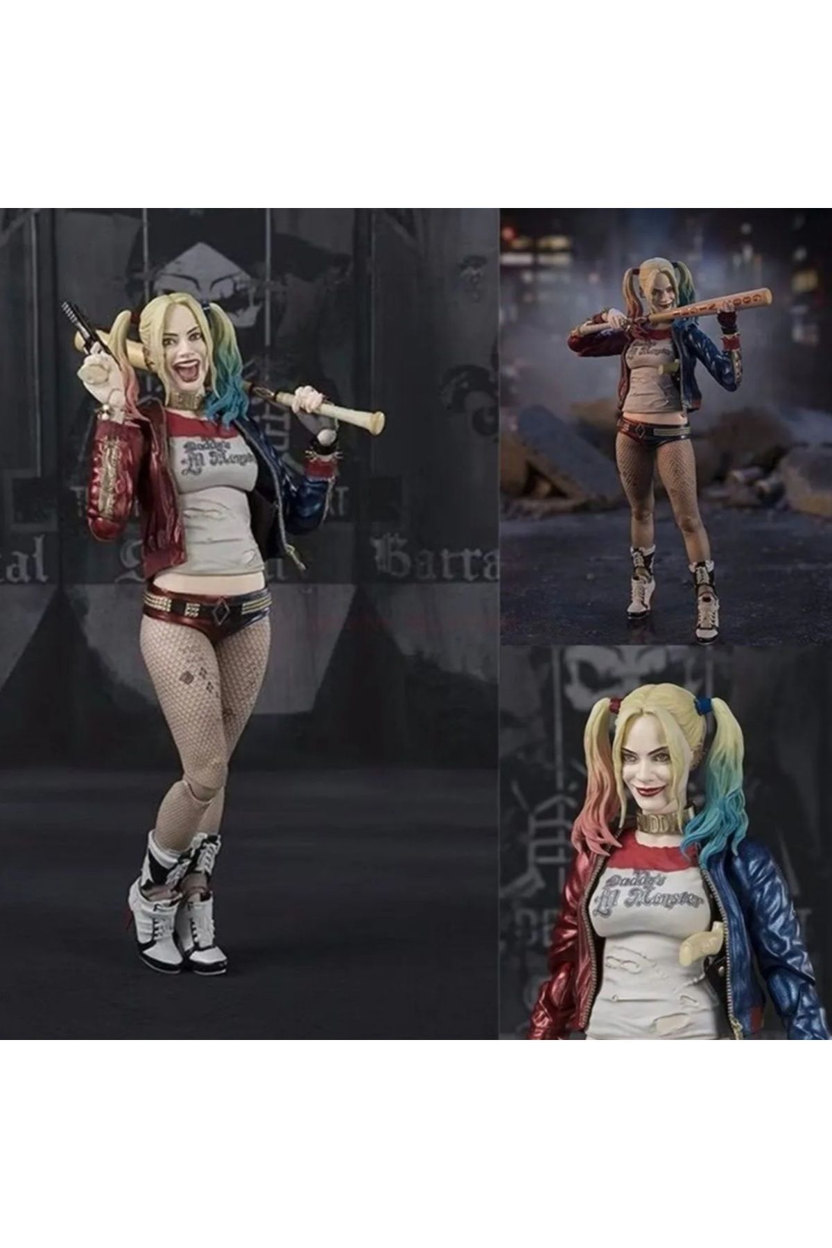 Meyra Accessories Harley Quinn anime action figür 3 kafalı 13 cm sevimli kaliteli hediyelik figür