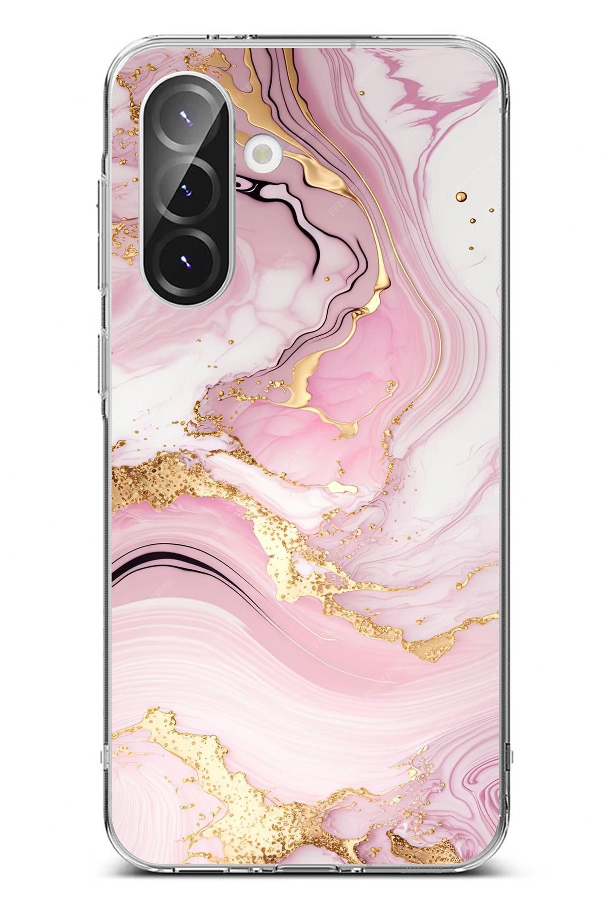 TechTree Galaxy A56 Uyumlu Pembe Mermer Şeffaf Silikon Kılıf