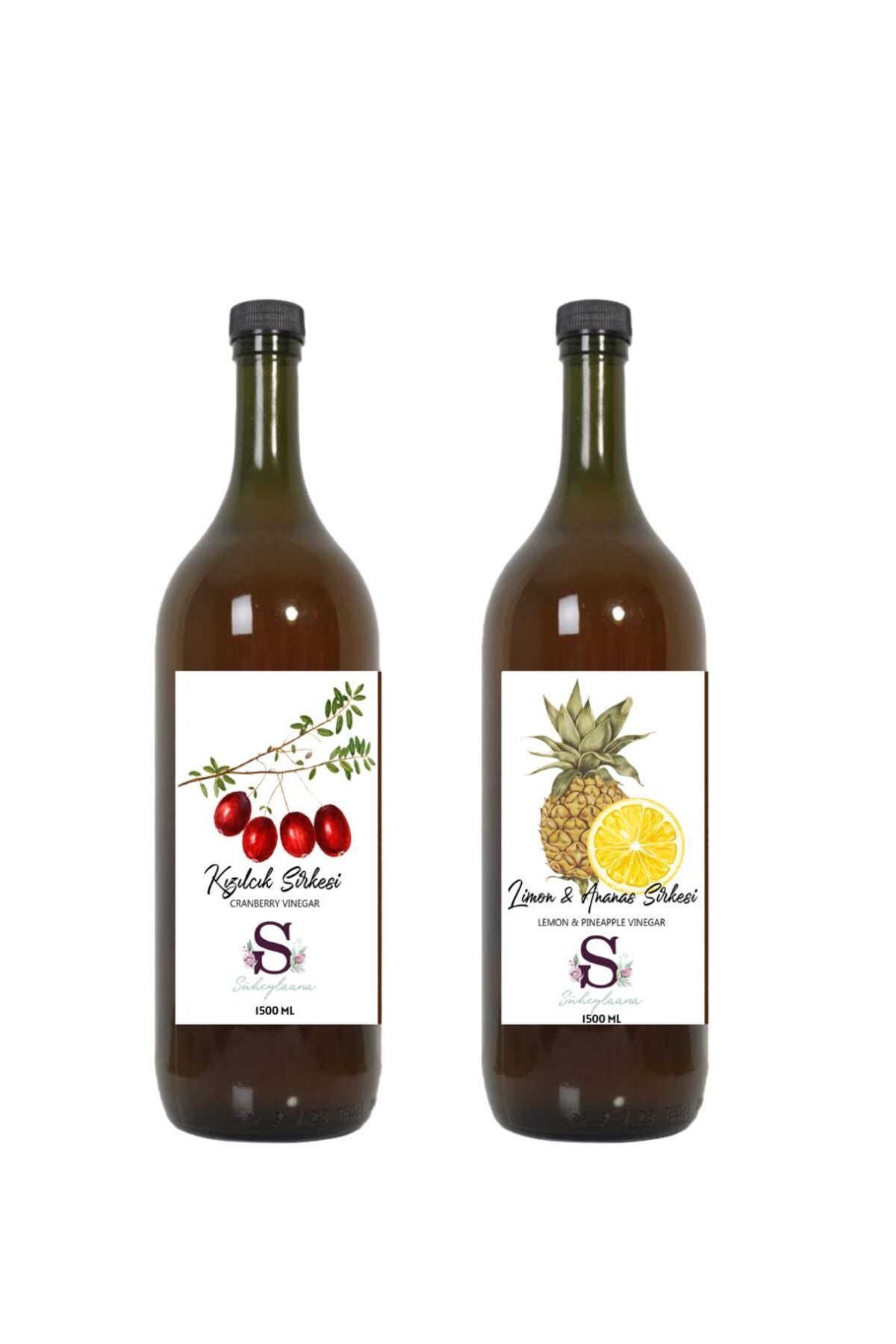 Süheylaana Doğal Kızılcık Sirkesi 1500 Ml - Doğal Limon & Ananas Sirkesi 1500 Ml