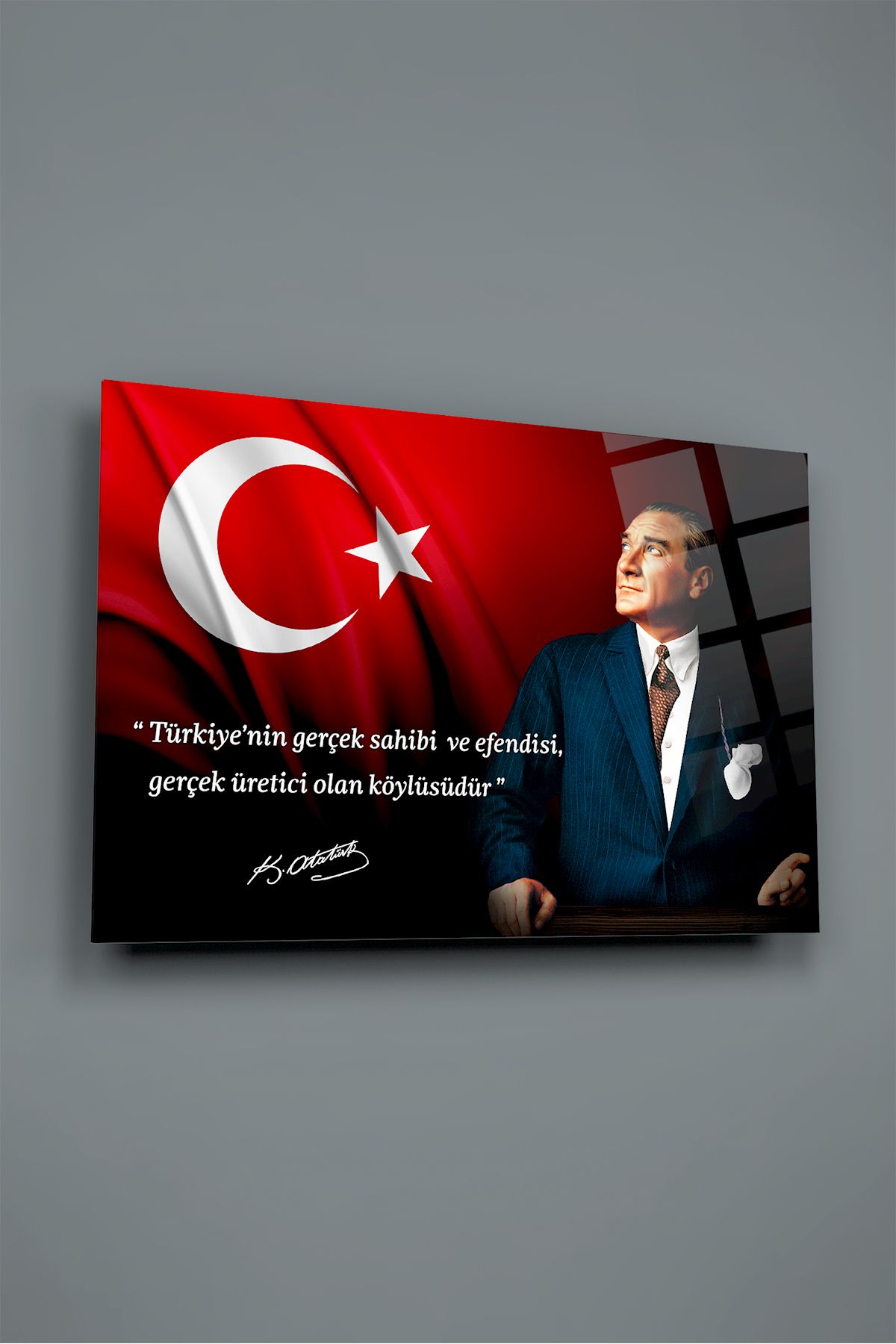 glassartdesign Atatürk Cam Tablo 141-Vatan Tablosu-Türk Bayrağı Tablosu