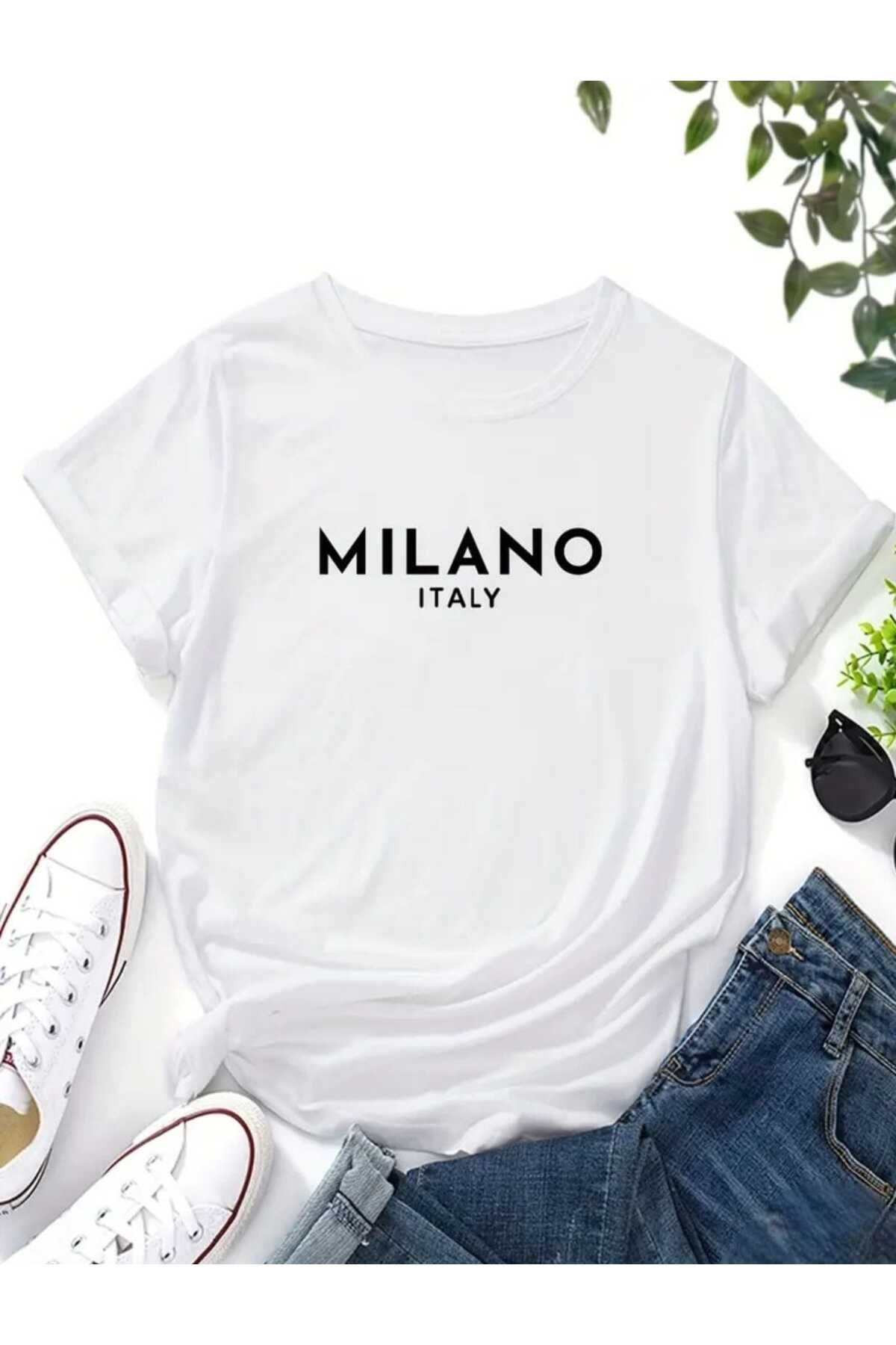 TekTarzz Unisex Mılano ITALY Baskı Tasarımlı Tshirt