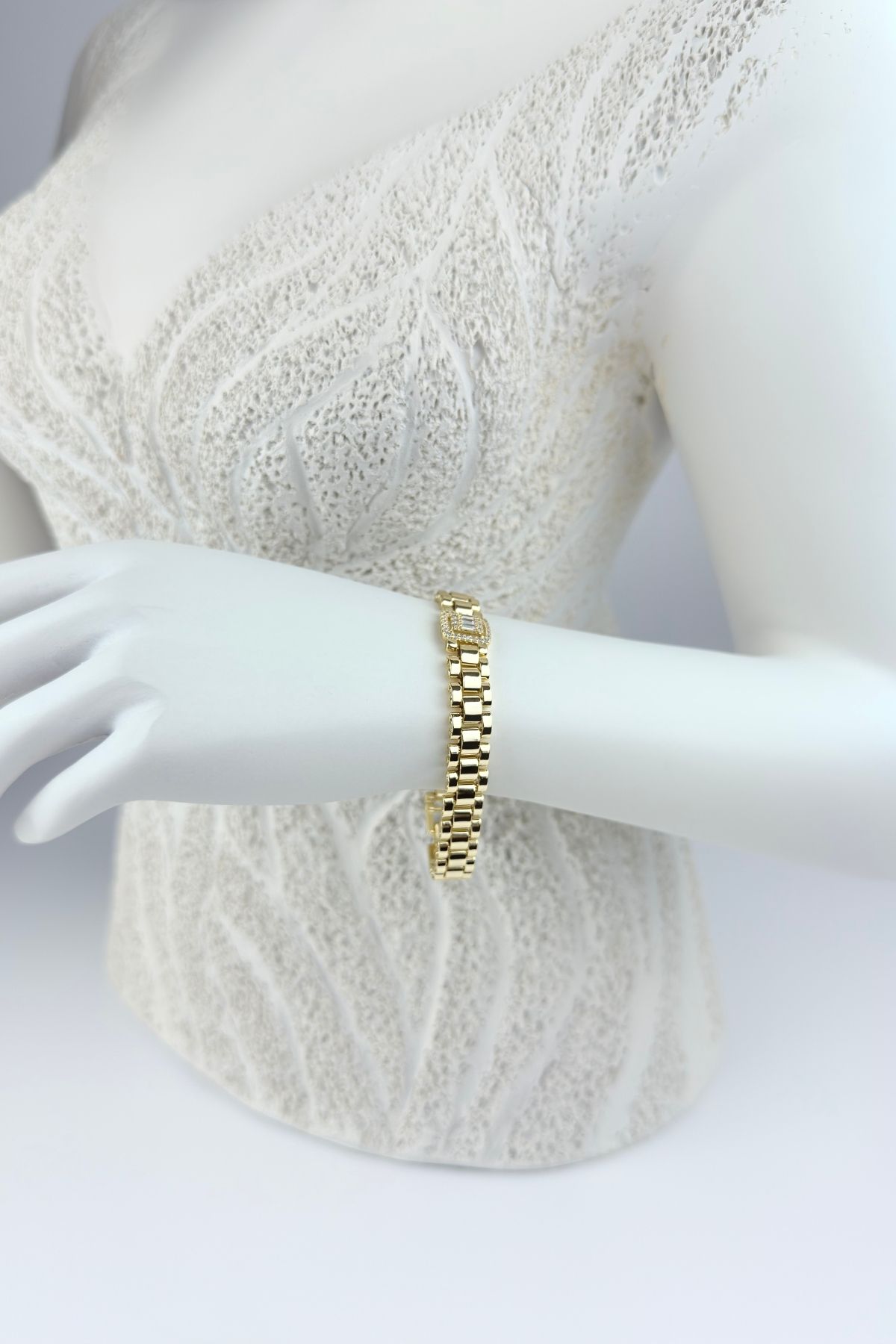 PERİDERA 14K ALTIN RENGİ ROLEX MODEL KADIN BİLEKLİK