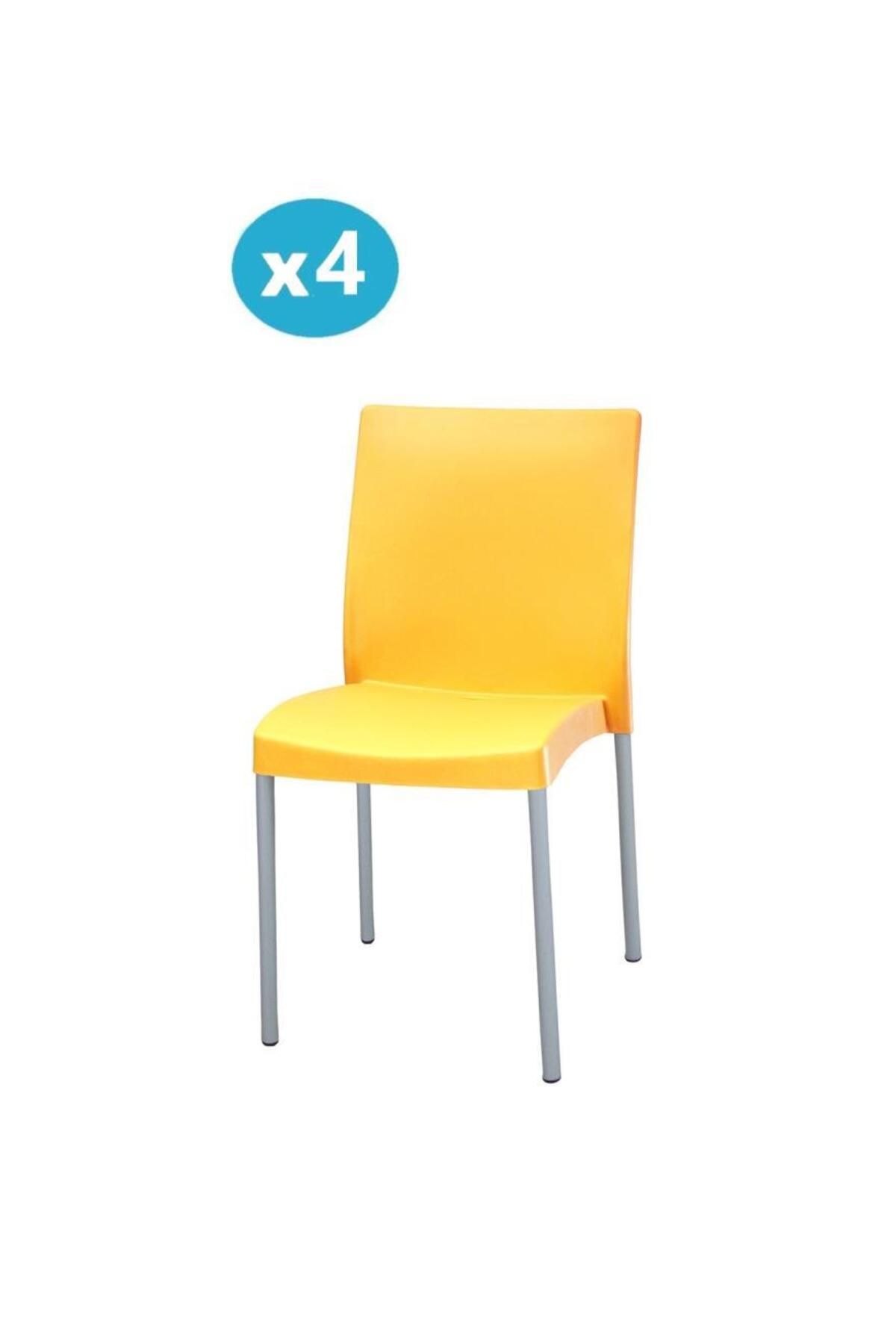 Omnipazar Mt-cf875 Vortice Plastik Bahçe Balkon Sandalye 4'lü Set