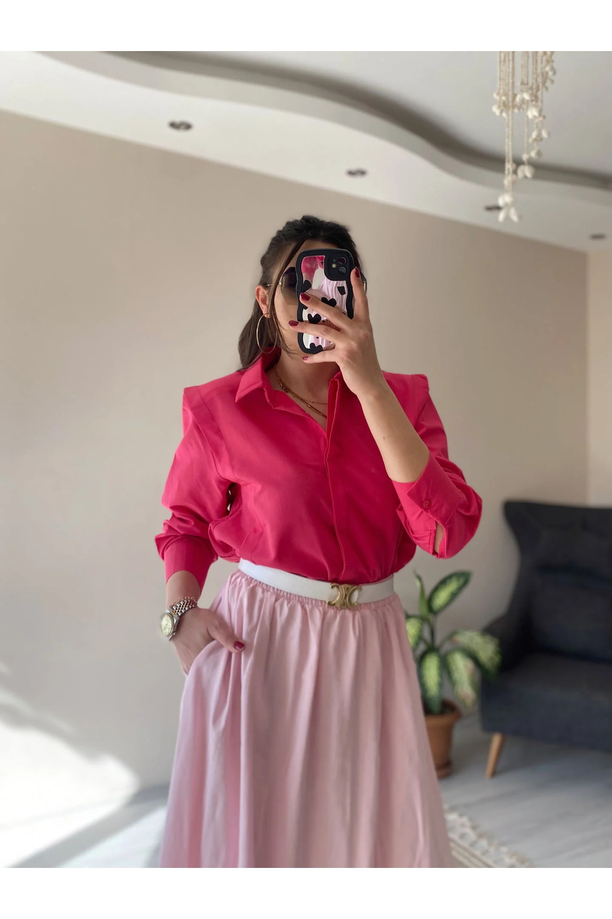 Hacer Balcı  Lyocell Beli Lastikli Çift Cepli Uzun Etek - Görsel 7