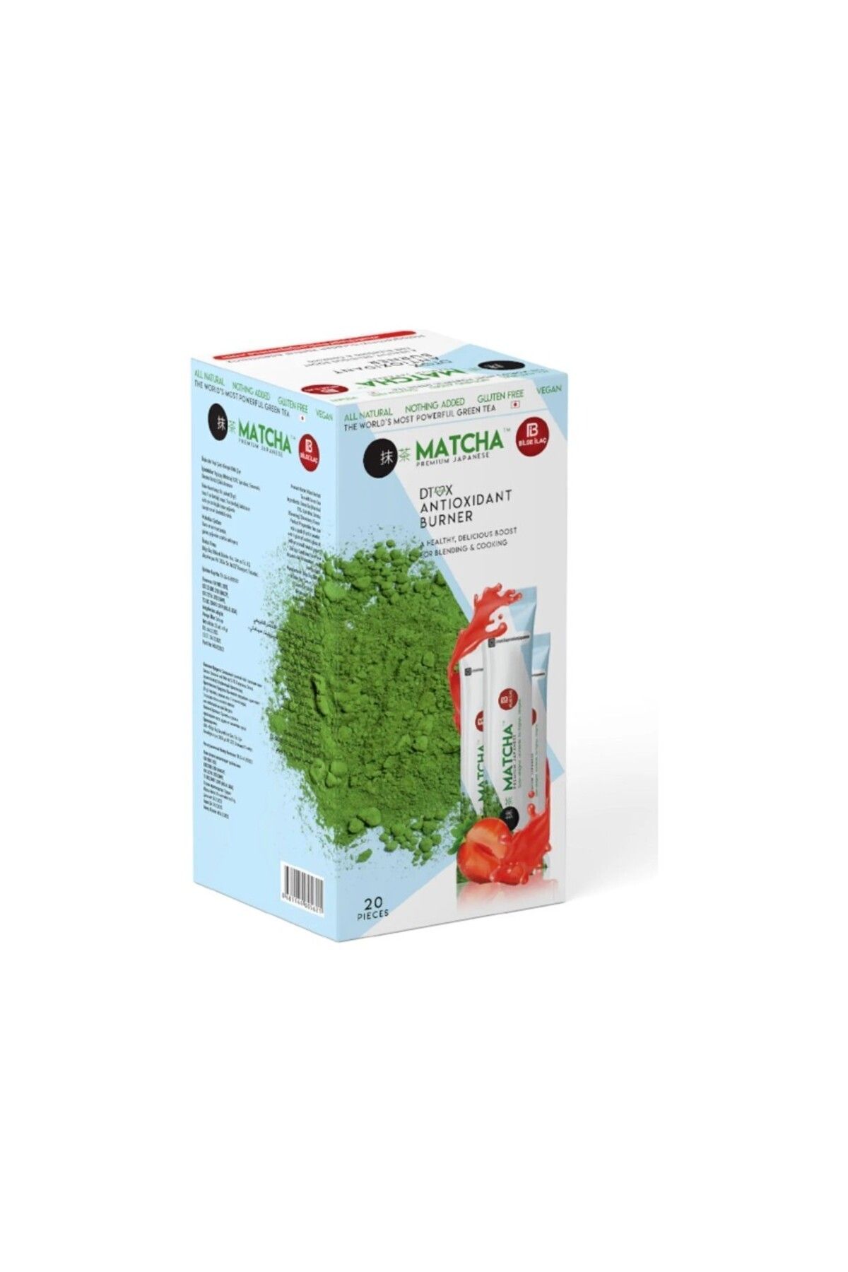 Japon Matcha Premium Japanese Çilek Aromalı Detox Burner Form Maça Matcha Çayı 1 Kutu
