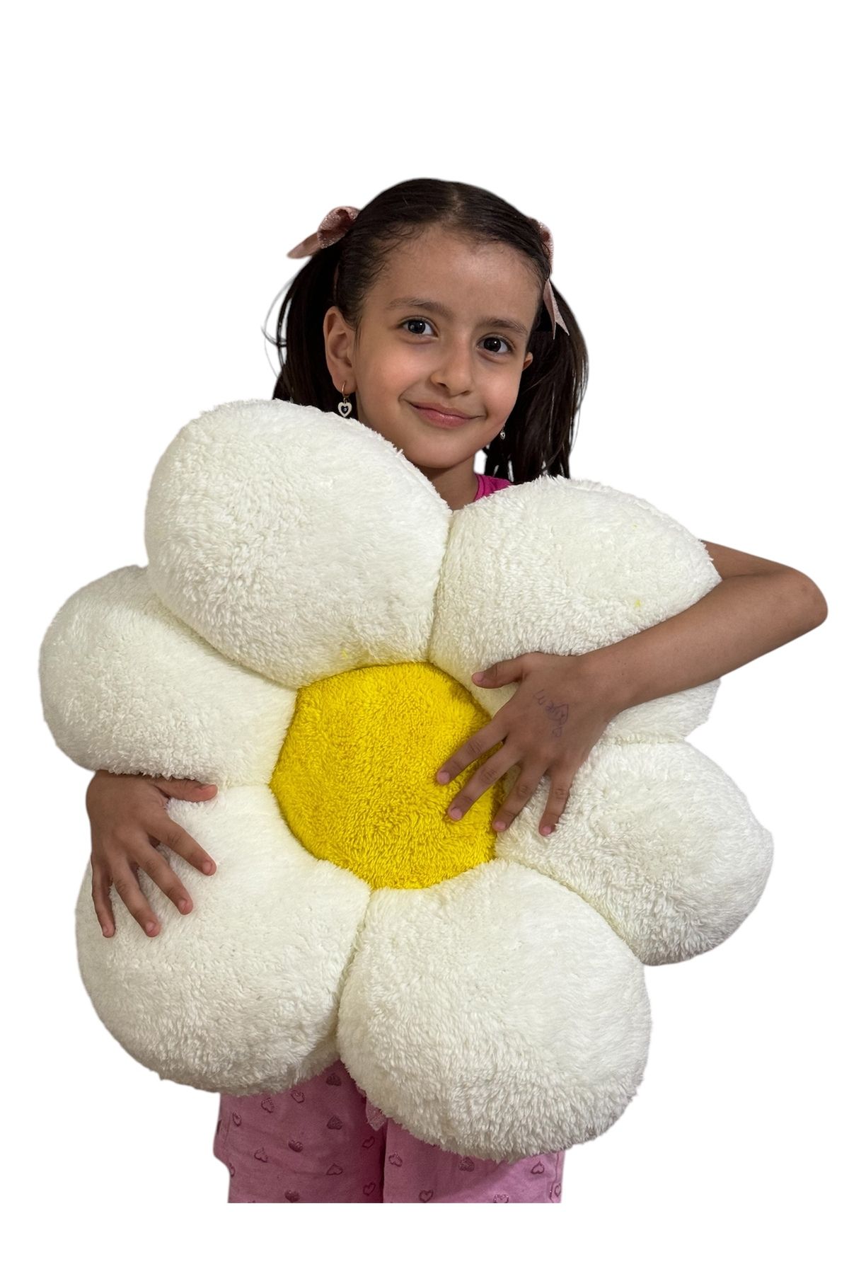 happyteks boutique Sandalye salıncak minderi Papatya kırlent 60 cm