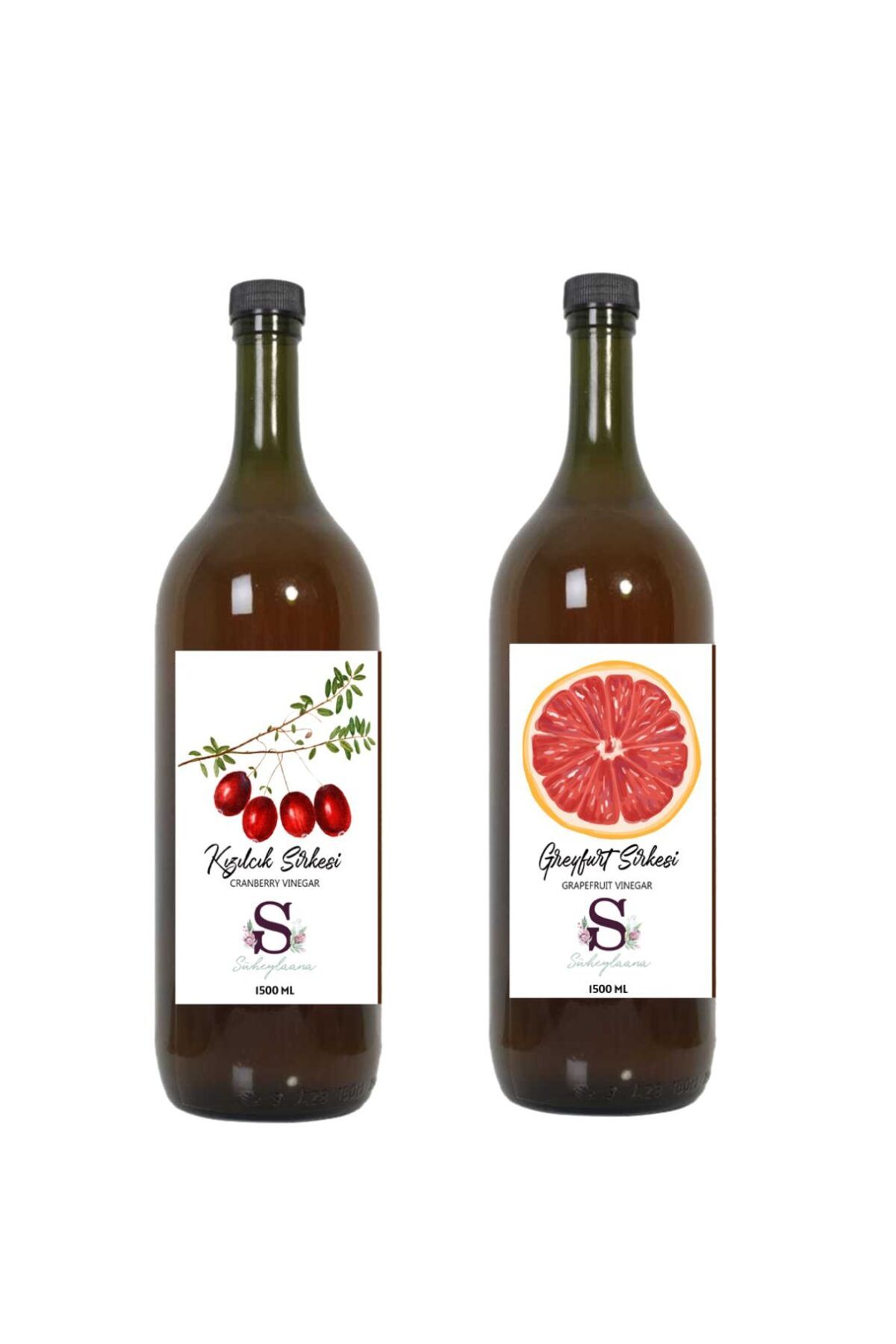 Süheylaana Doğal Kızılcık Sirkesi 1500 Ml - Doğal Greyfurt Sirkesi 1500 Ml