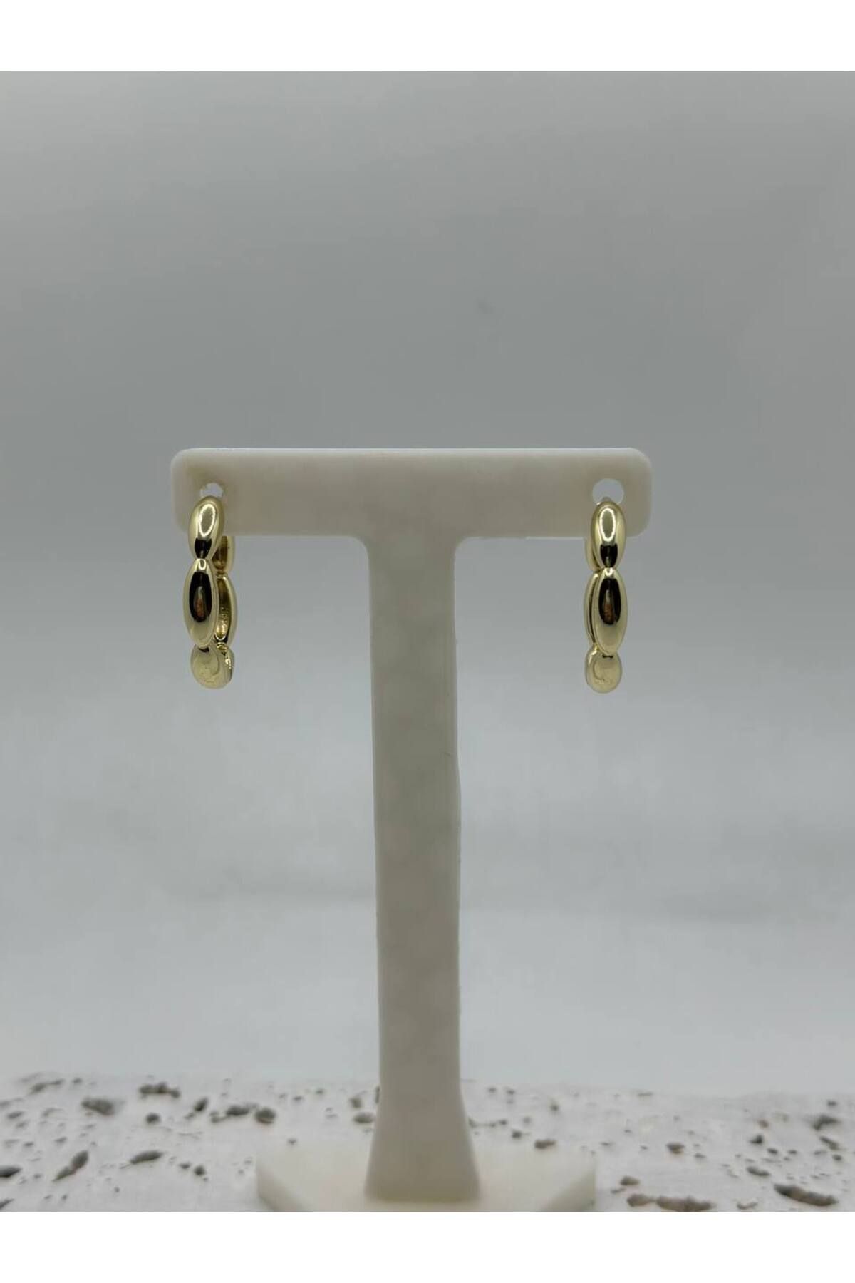 lysiaaccessory Gold Mini Oval Şekilli Küpe