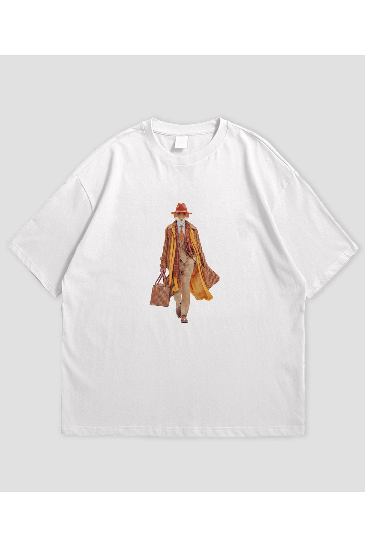 SVART WEAR Gentlemen Fox Tasarımlı Unisex Oversize T-shirt