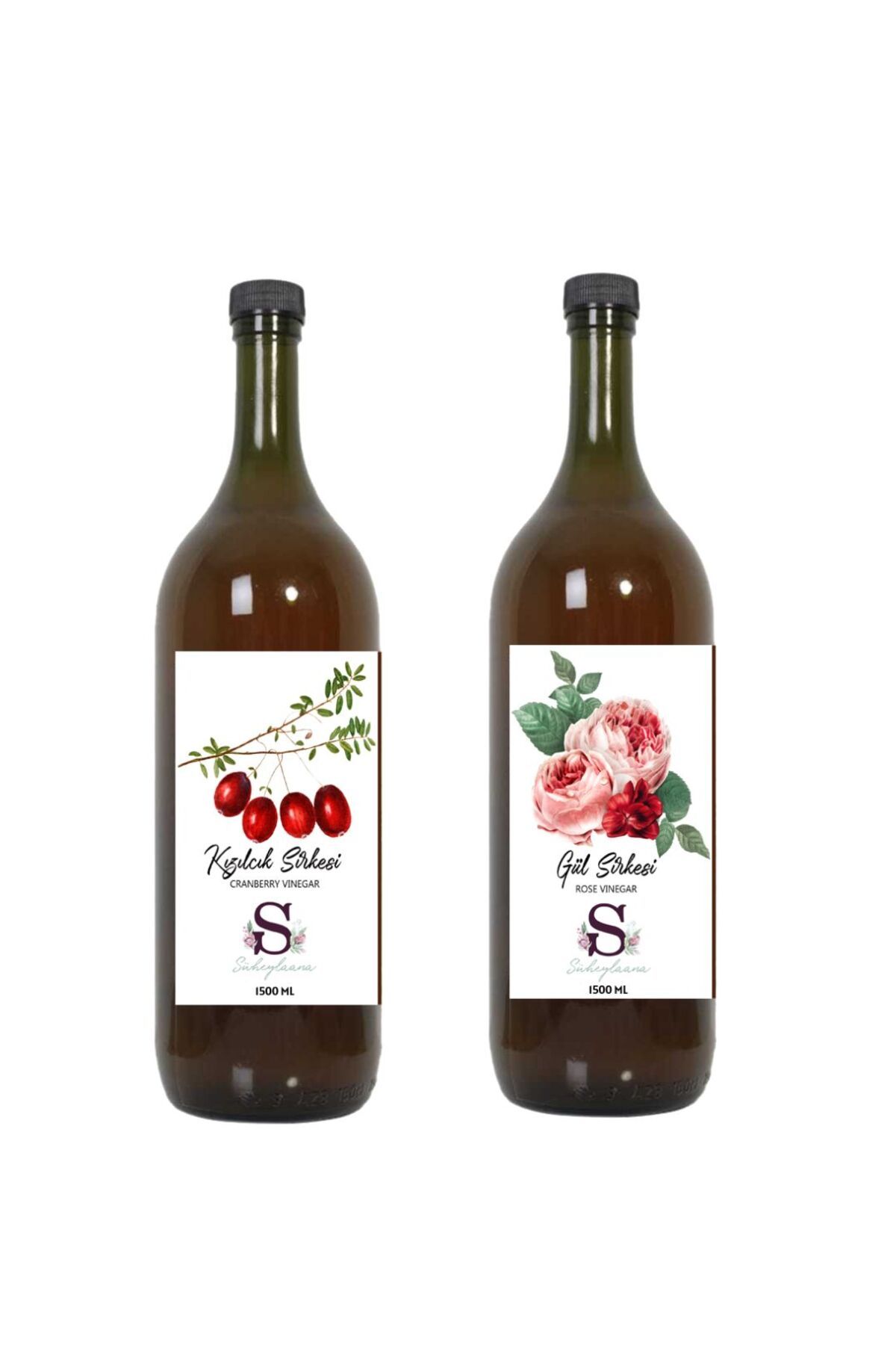 Süheylaana Doğal Kızılcık Sirkesi 1500 Ml - Doğal Gül Sirkesi 1500 Ml