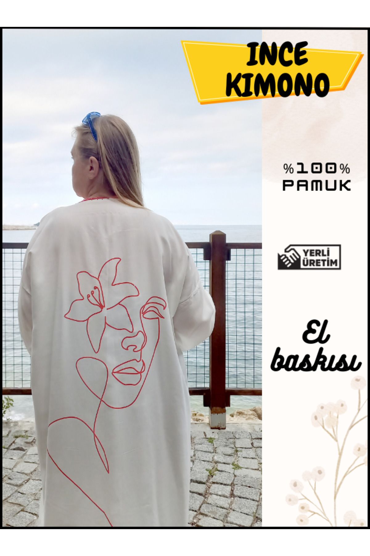 RENGARENK Tesettür Mayo Üzerine Tek Kaftan Kimono İnce Pareo