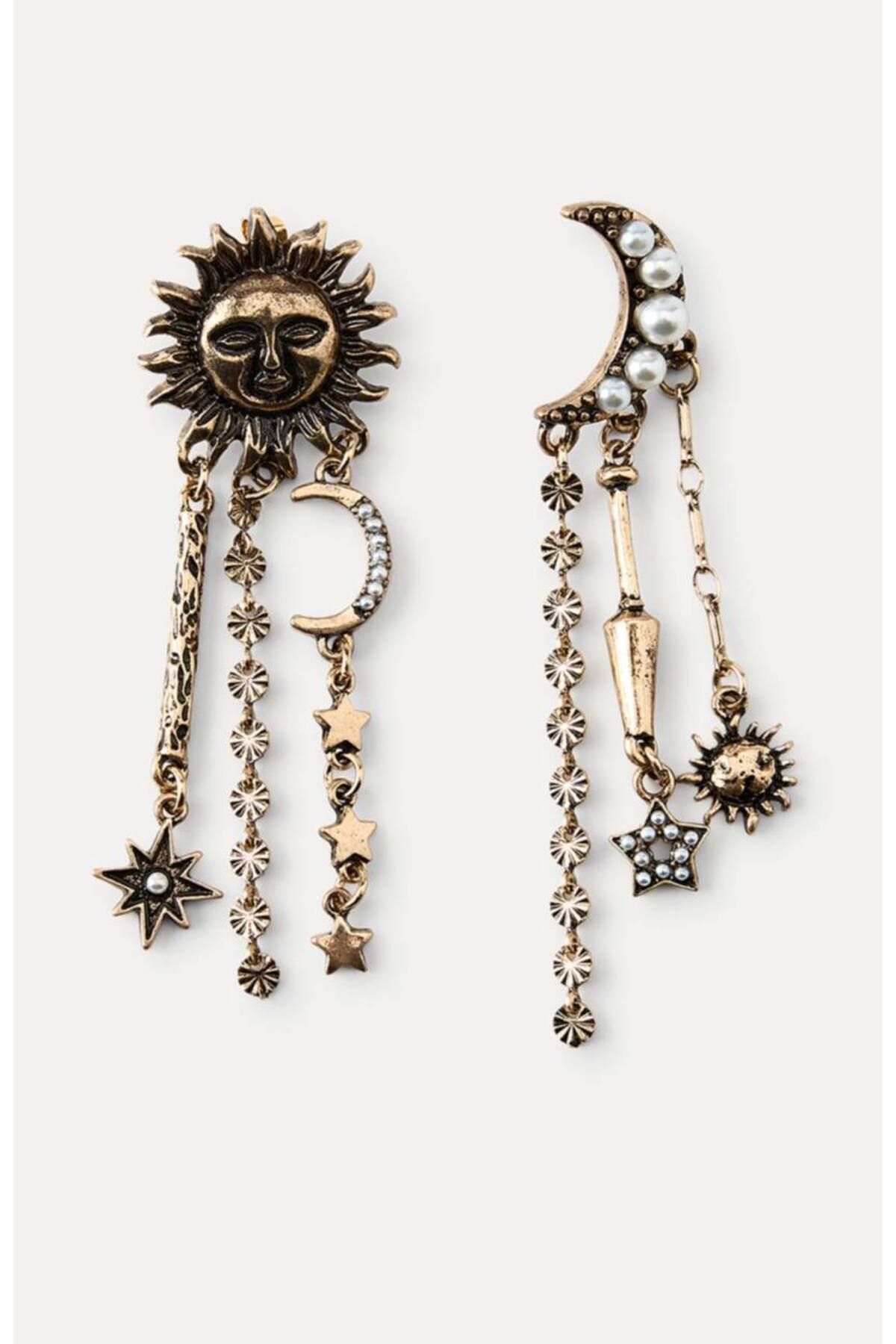 lysiaaccessory Güneş Ay Charm Küpe