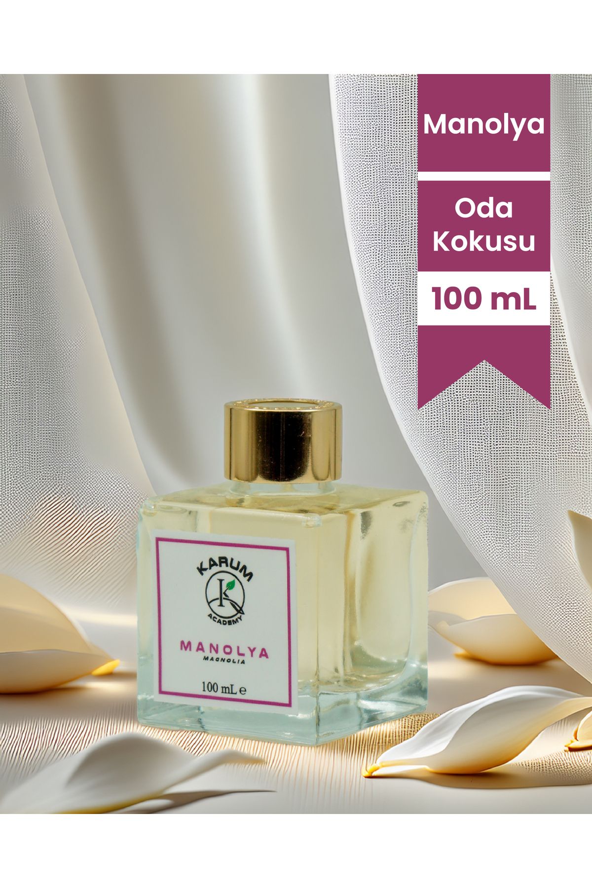 karum academy Manolya (DOĞADAN ILHAM ALAN FERAHLIK) Çubuklu Kare Oda Kokusu 100ml