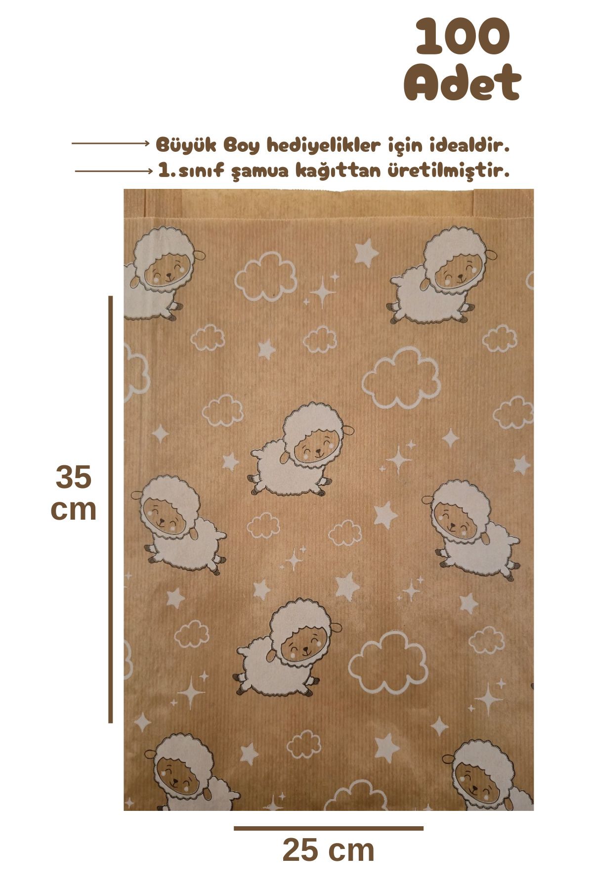 Dekals 100 Adet 25x35 Kuzu DesenliHediye Kutusu Poşeti