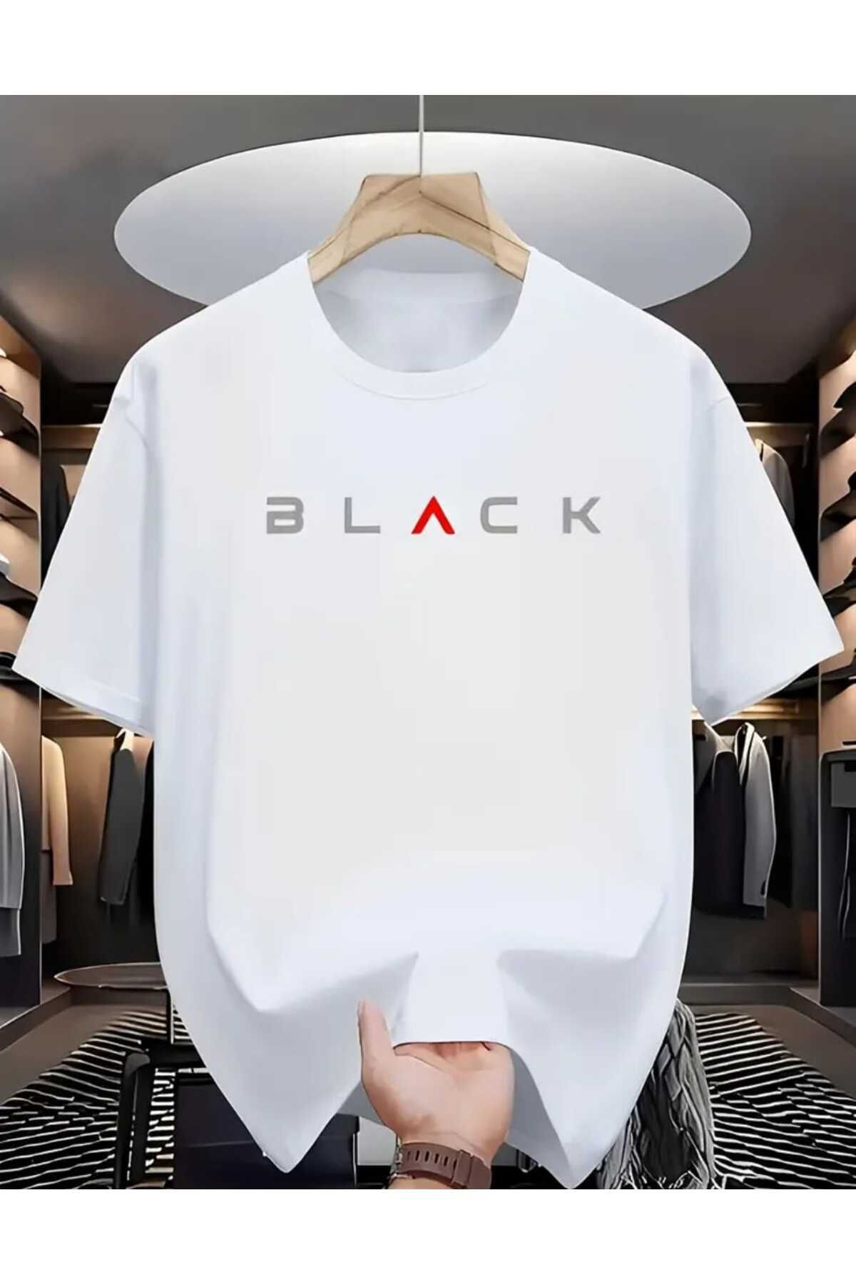 TekTarzz Unisex Erkek Black Baskı Tasarımlı Tshirt