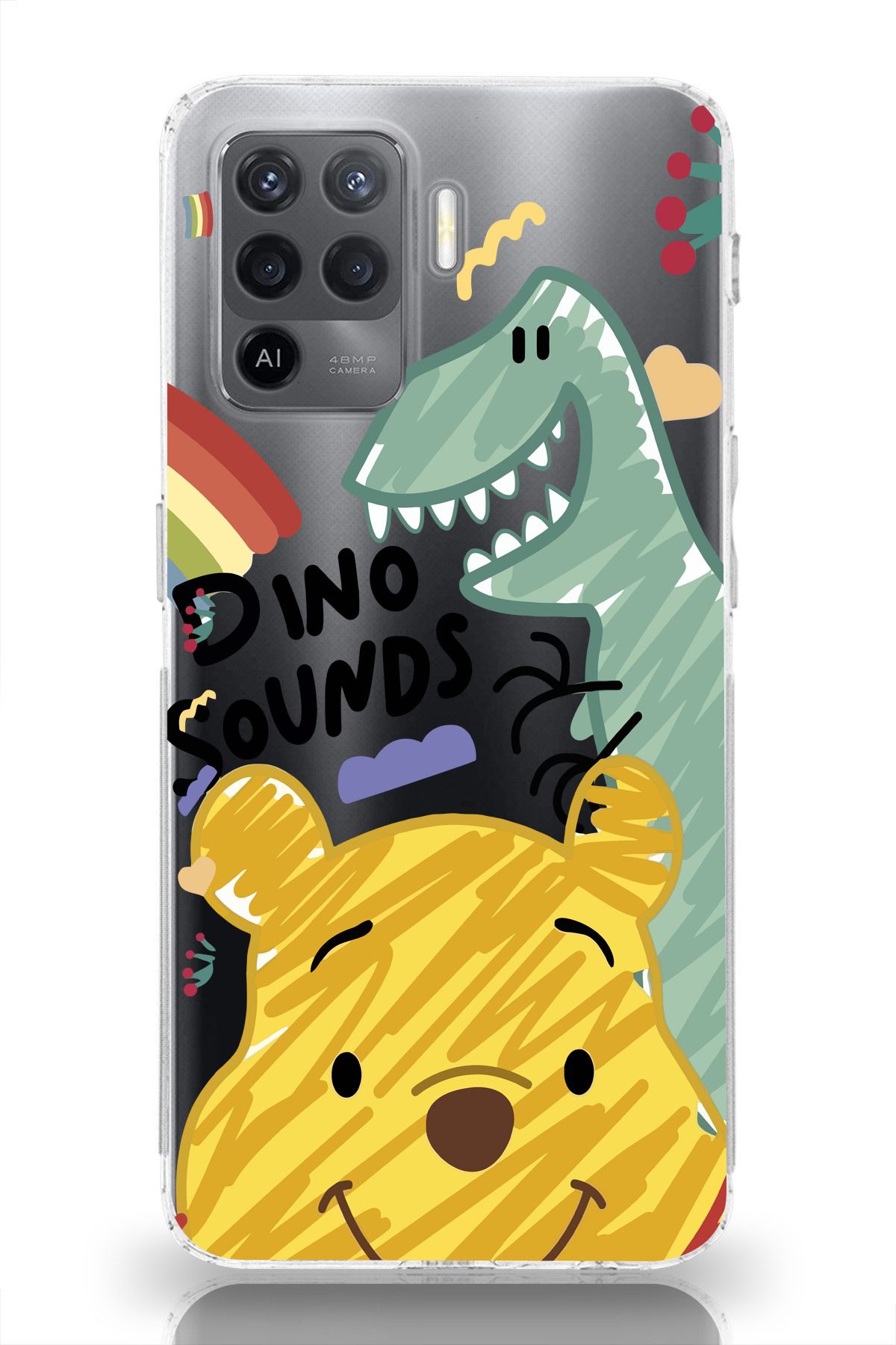 moonset Oppo Reno 5 Lite Uyumlu Winnie Tasarımlı Baskılı Şeffaf Telefon Kılıfı