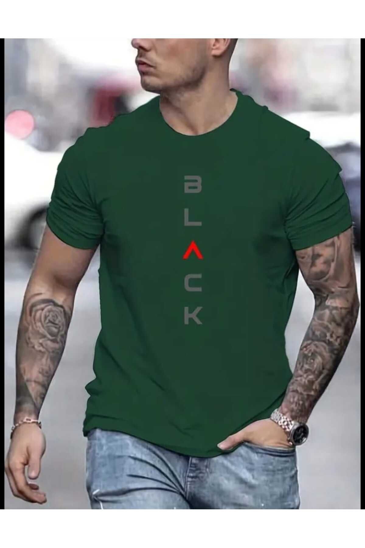 TekTarzz Unisex Erkek Black Baskılı Tshirt