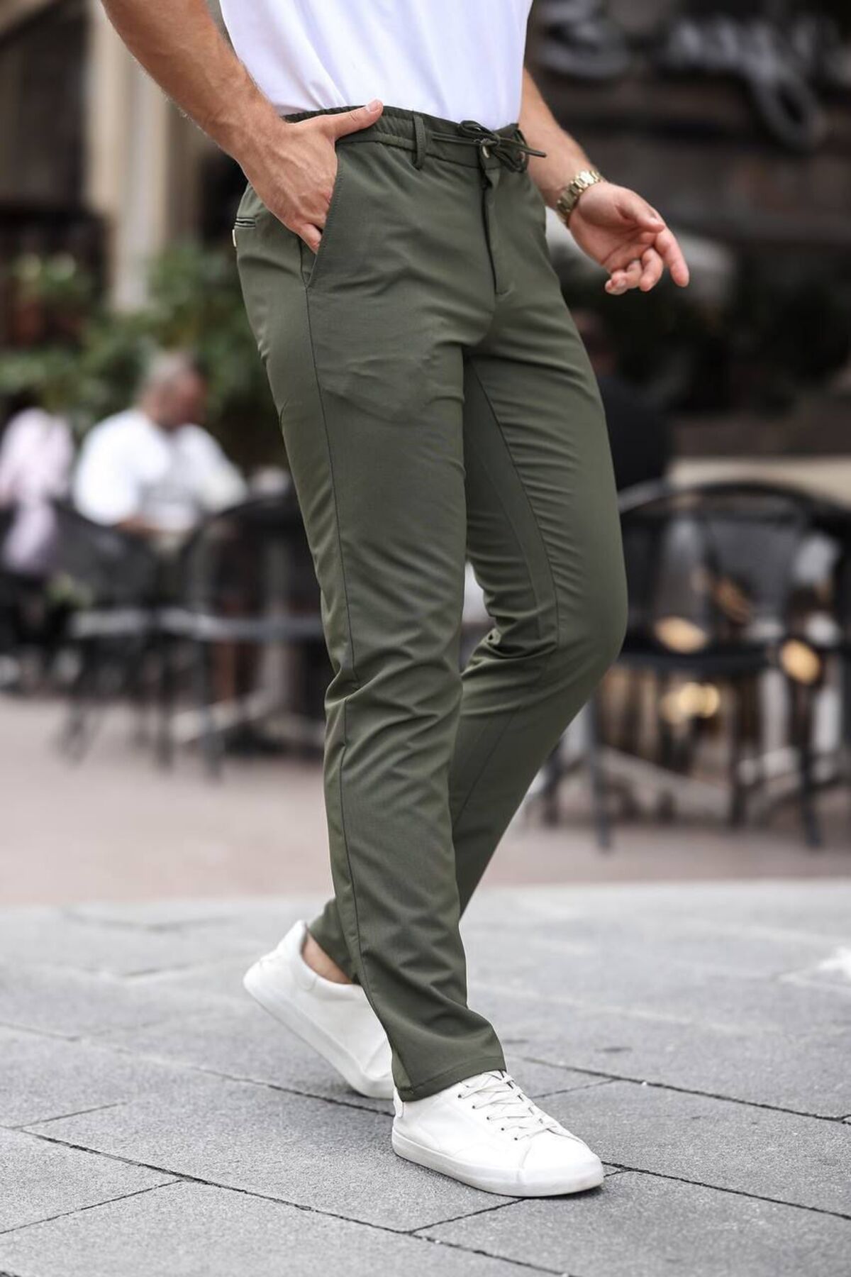 Alpha star Dokuma kendiliğinden desenli jogger pantolon