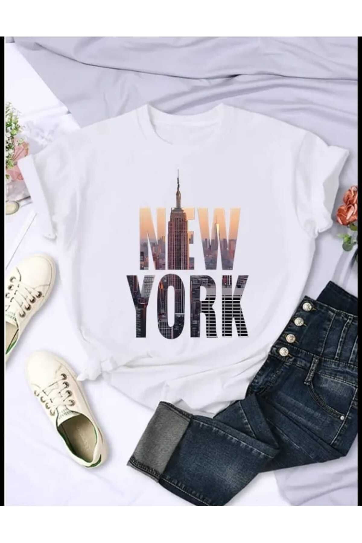 TekTarzz Unisex NEW YORK Baskı Tasarımlı Tshirt