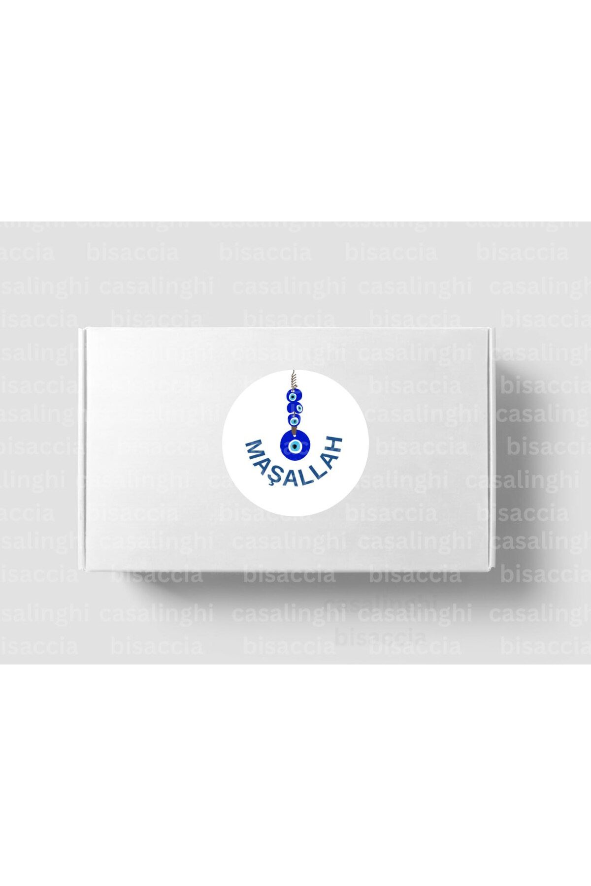 CASALINGHI MAŞALLAH Etiketi Nazar Boncuğu Mavi Yuvarlak Mat Sticker Bebek Partisi Kutlama 4 Cm (90 Adet)