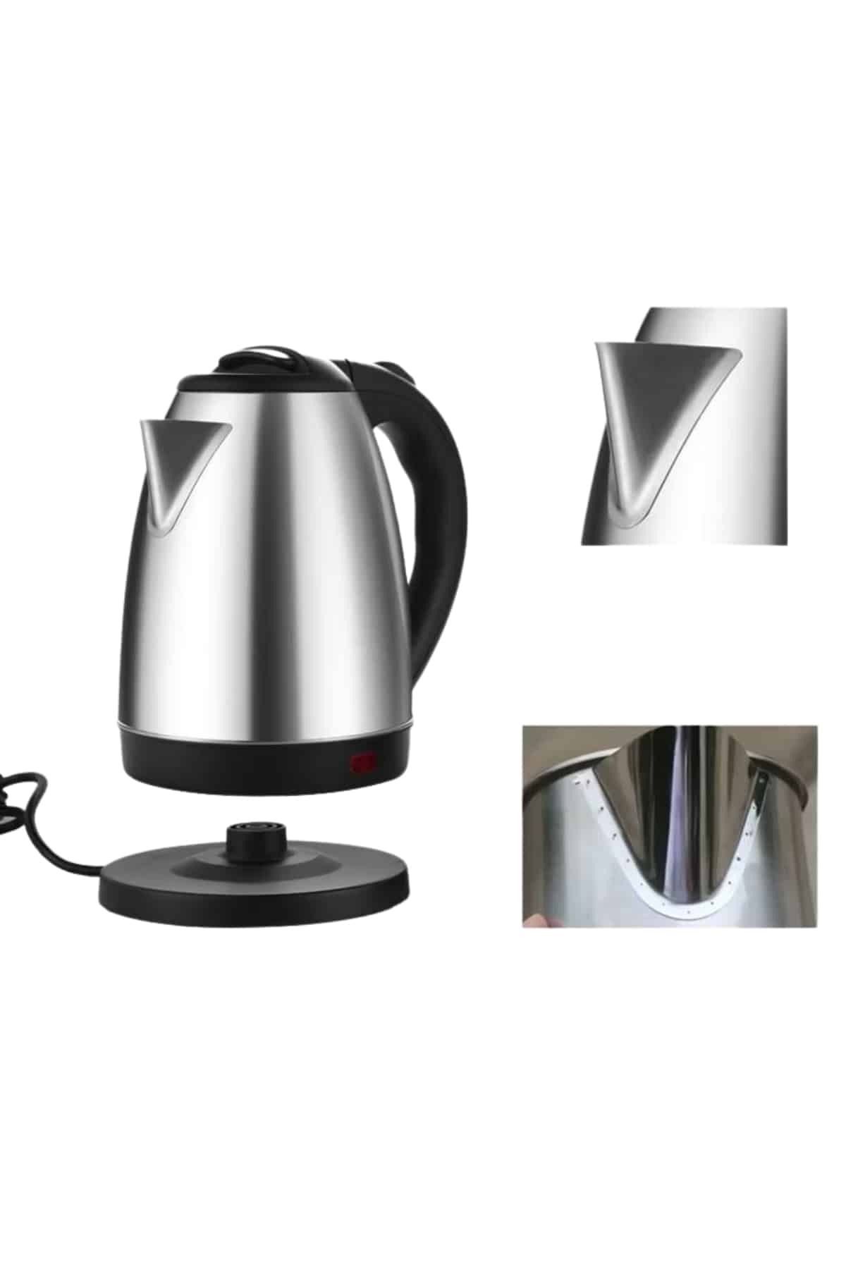FTA TİCARET Kettle Su Isıtıcı C F Priz Uyumlu 220 - 240 V Paslanmaz Çelik Kablolu