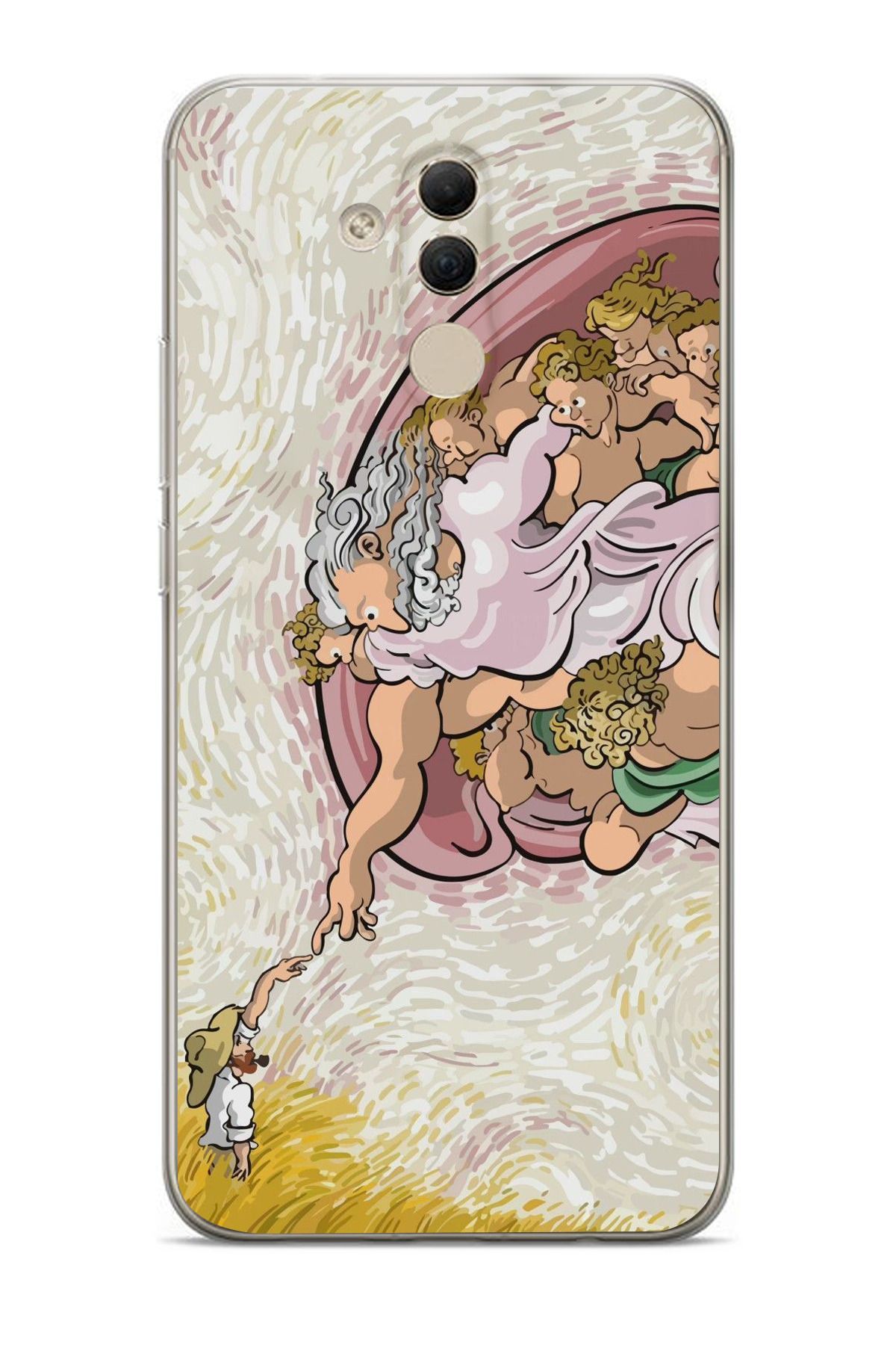 moonset Huawei Mate 20 Lite Uyumlu Van Gogh Tasarımlı Baskılı Şeffaf Telefon Kılıfı